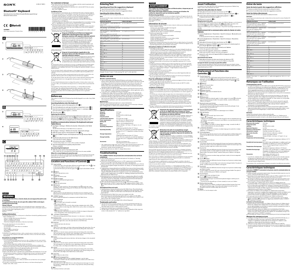 Sony SGP-WKB1 User Manual | 2 pages