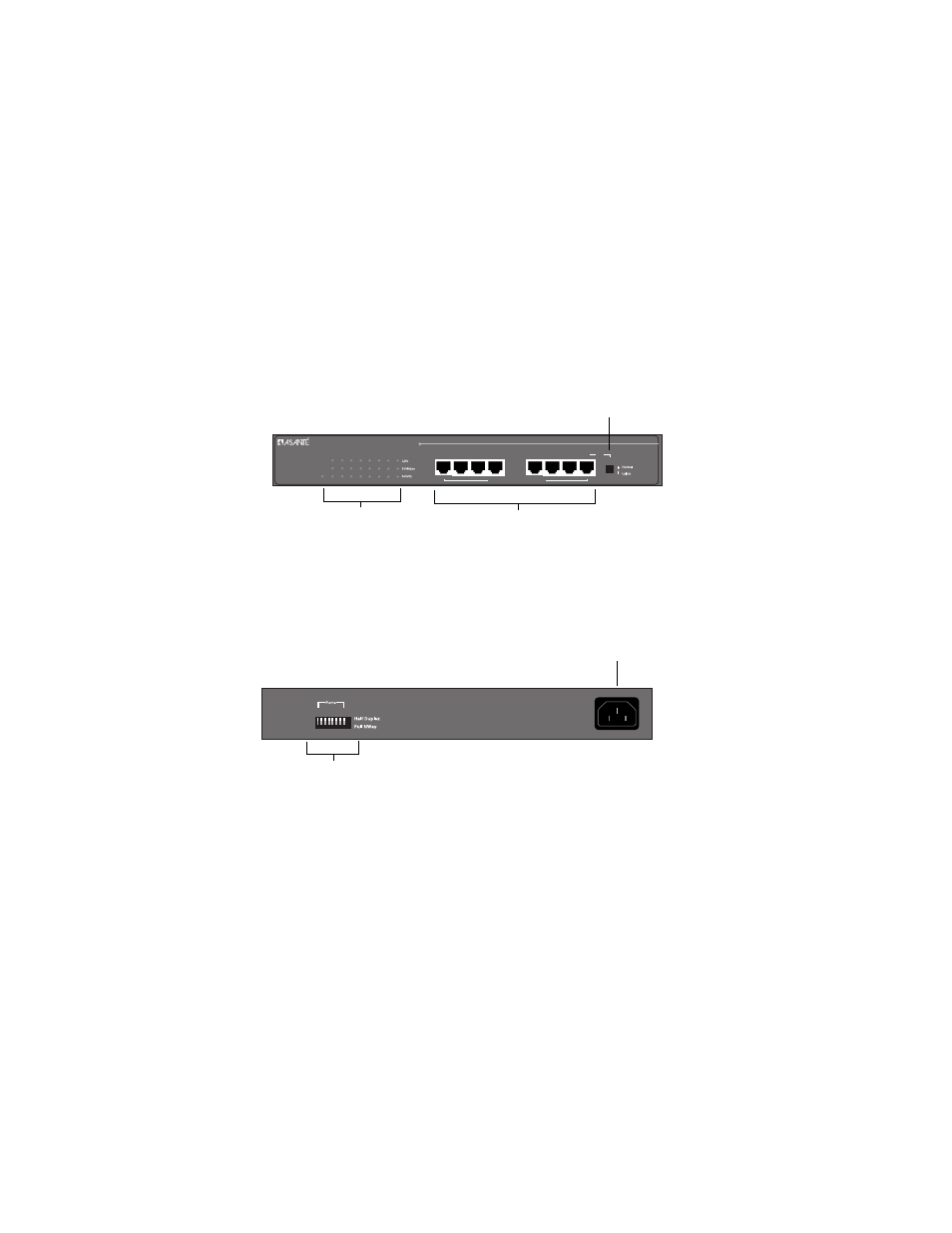 Fs4008e, Fs4016e, Installation page 2-4 | Port dip switches ac power connector | Asante Technologies FS4008E/FS4016E User Manual | Page 14 / 34