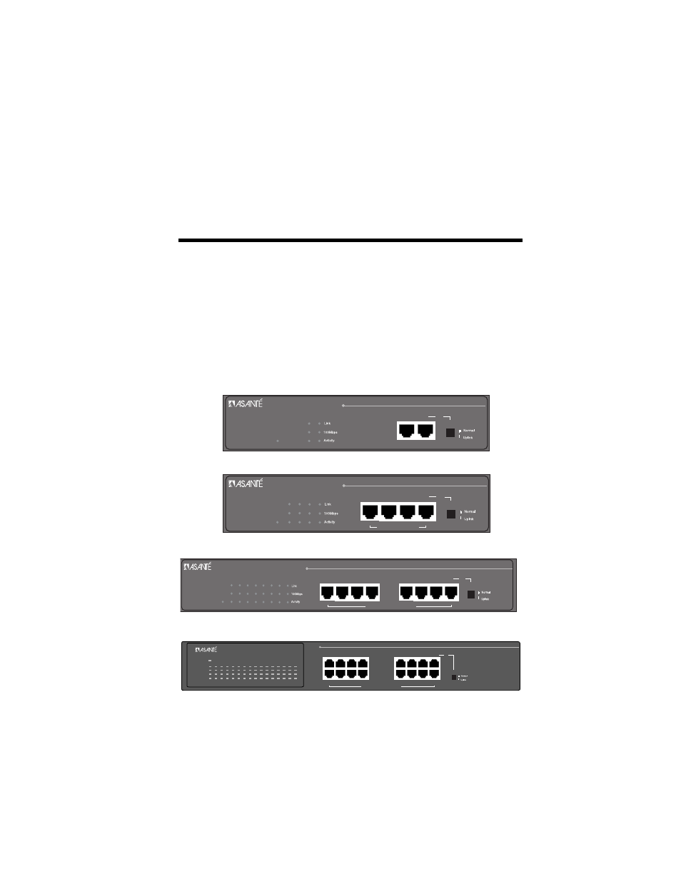 1 introduction, Friendlynet fast ethernet switch, Friendlynet fs4004e | Page 1-1 | Asante Technologies FS4008E/FS4016E User Manual | Page 7 / 34