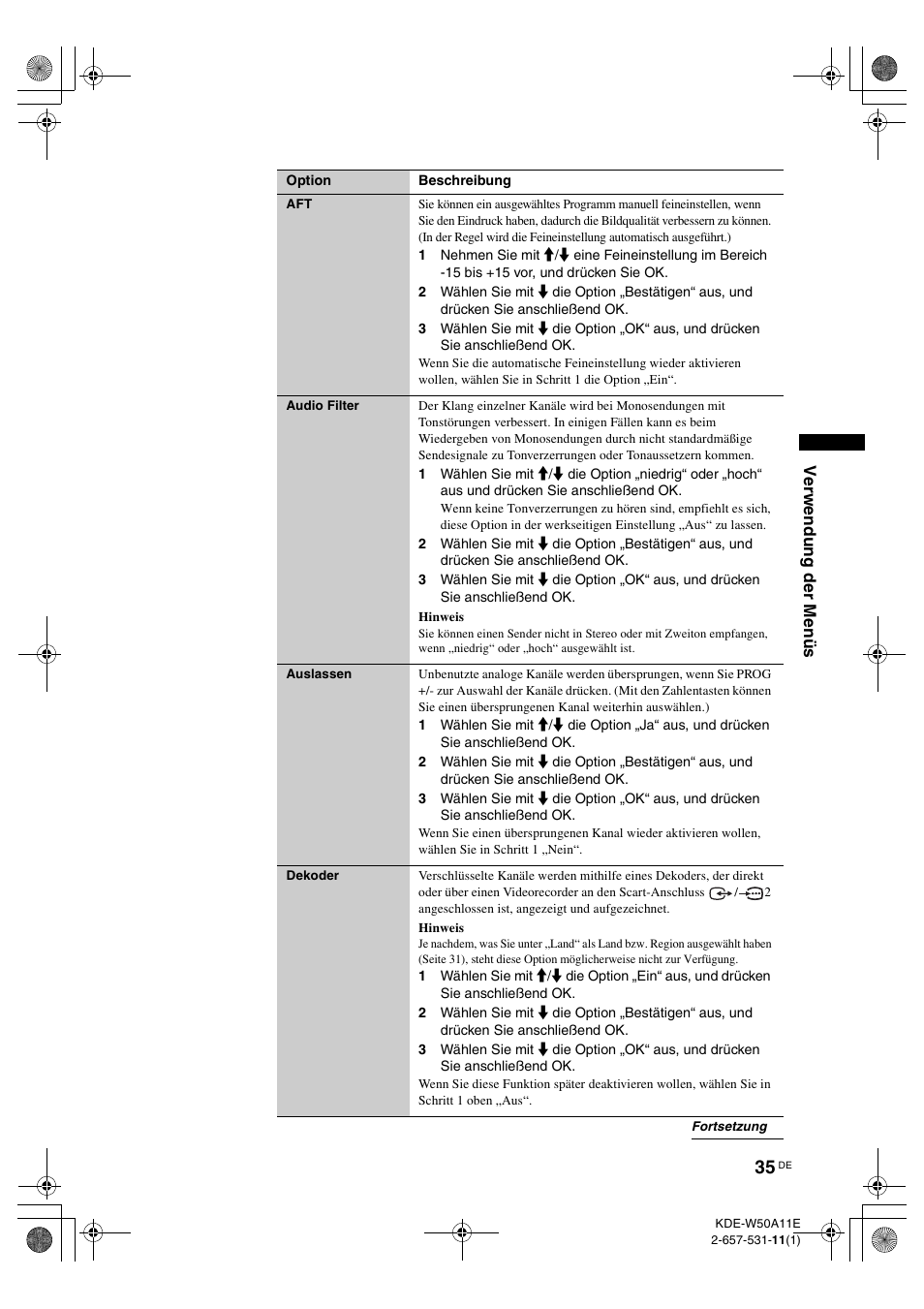 Sony KDE-W50A11E User Manual | Page 129 / 194