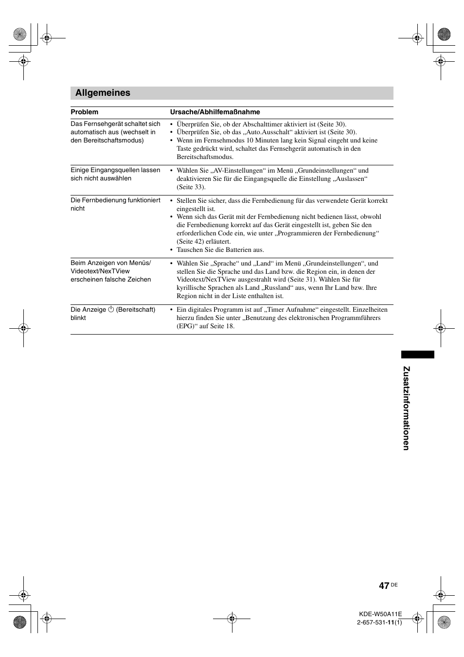 Allgemeines | Sony KDE-W50A11E User Manual | Page 141 / 194