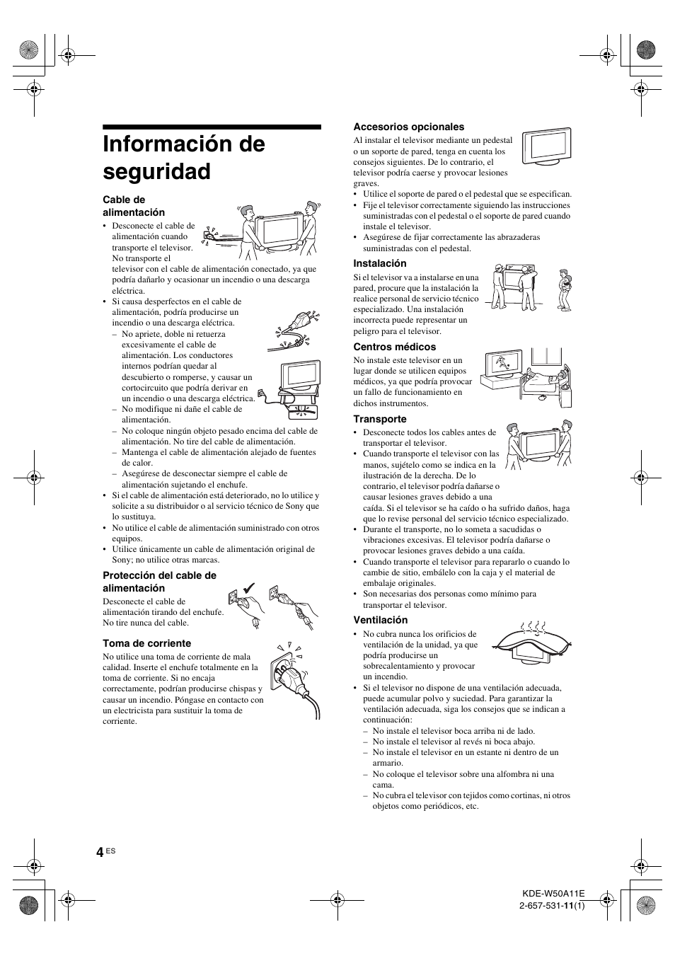 Información de seguridad | Sony KDE-W50A11E User Manual | Page 146 / 194