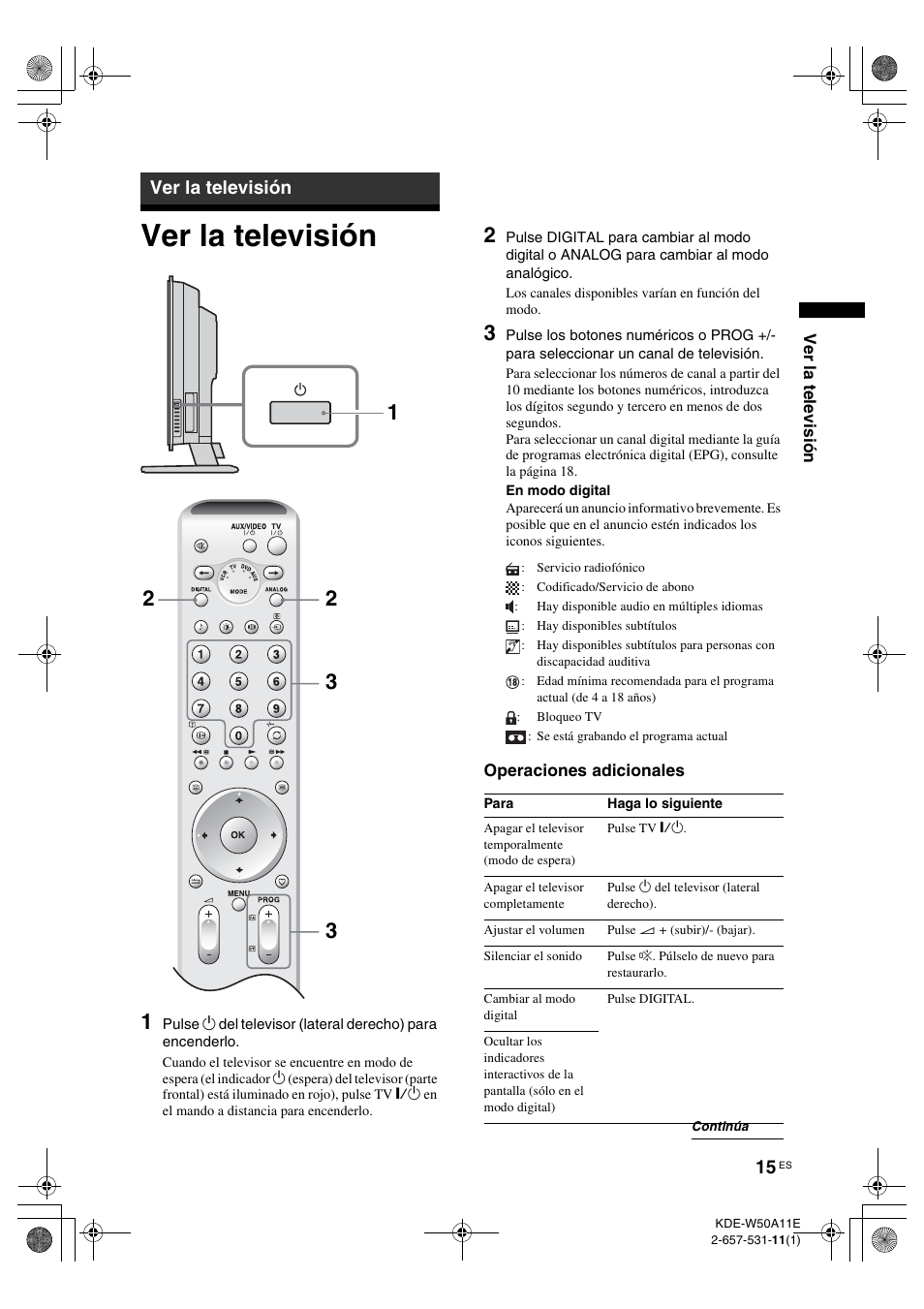 Ver la televisión, Digitales | Sony KDE-W50A11E User Manual | Page 157 / 194