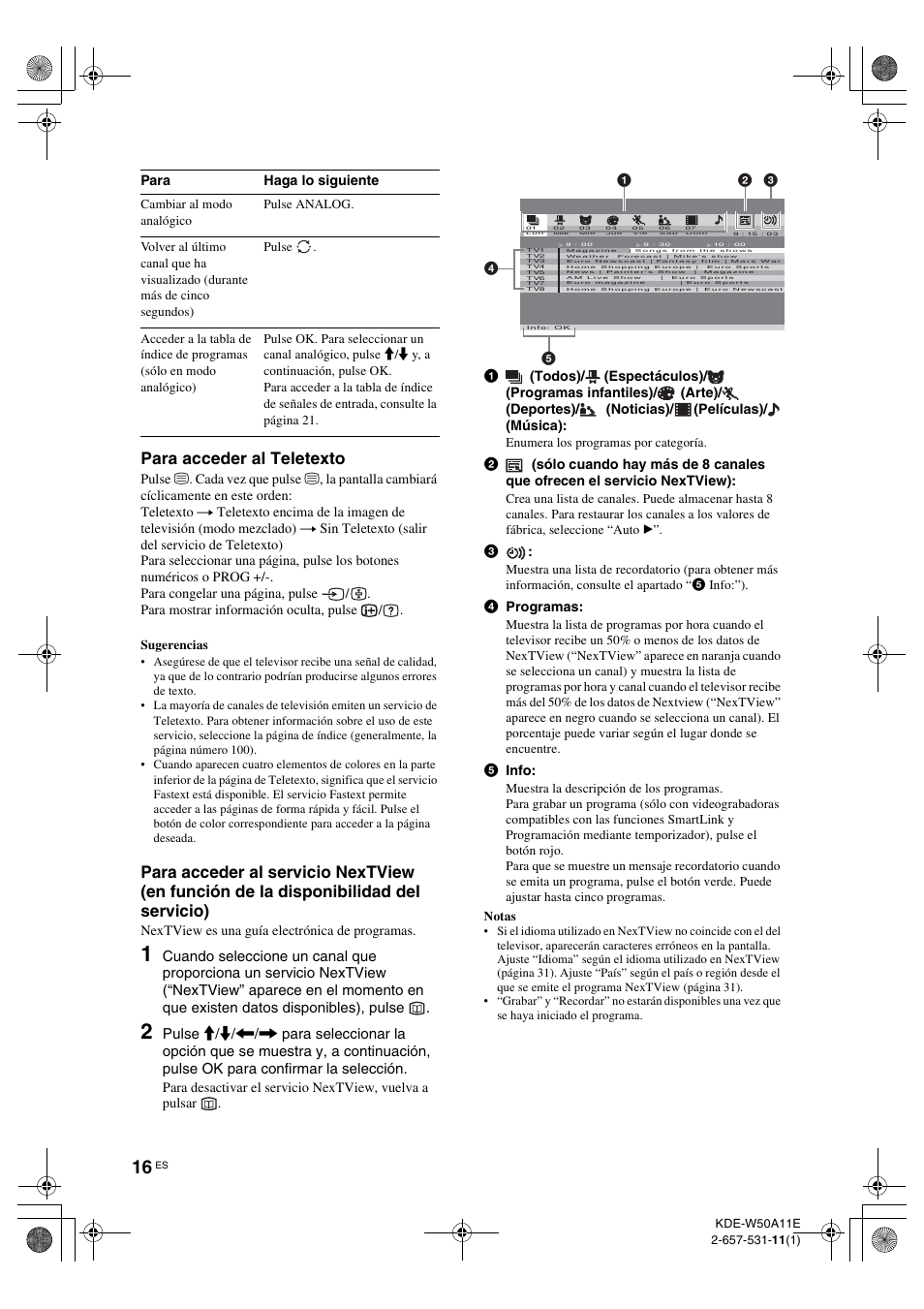 Para acceder al teletexto | Sony KDE-W50A11E User Manual | Page 158 / 194