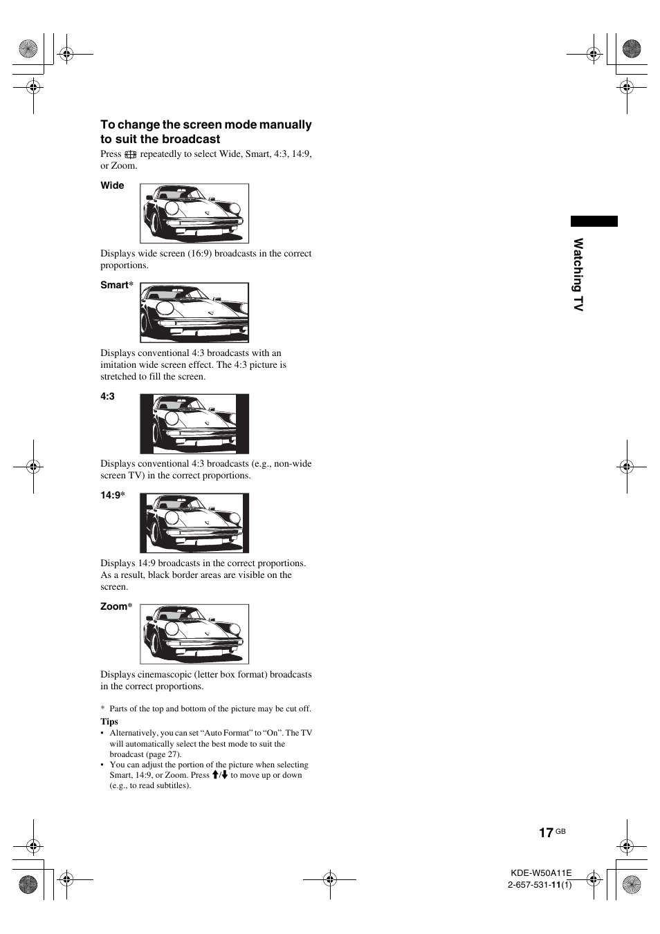 Sony KDE-W50A11E User Manual | Page 17 / 194