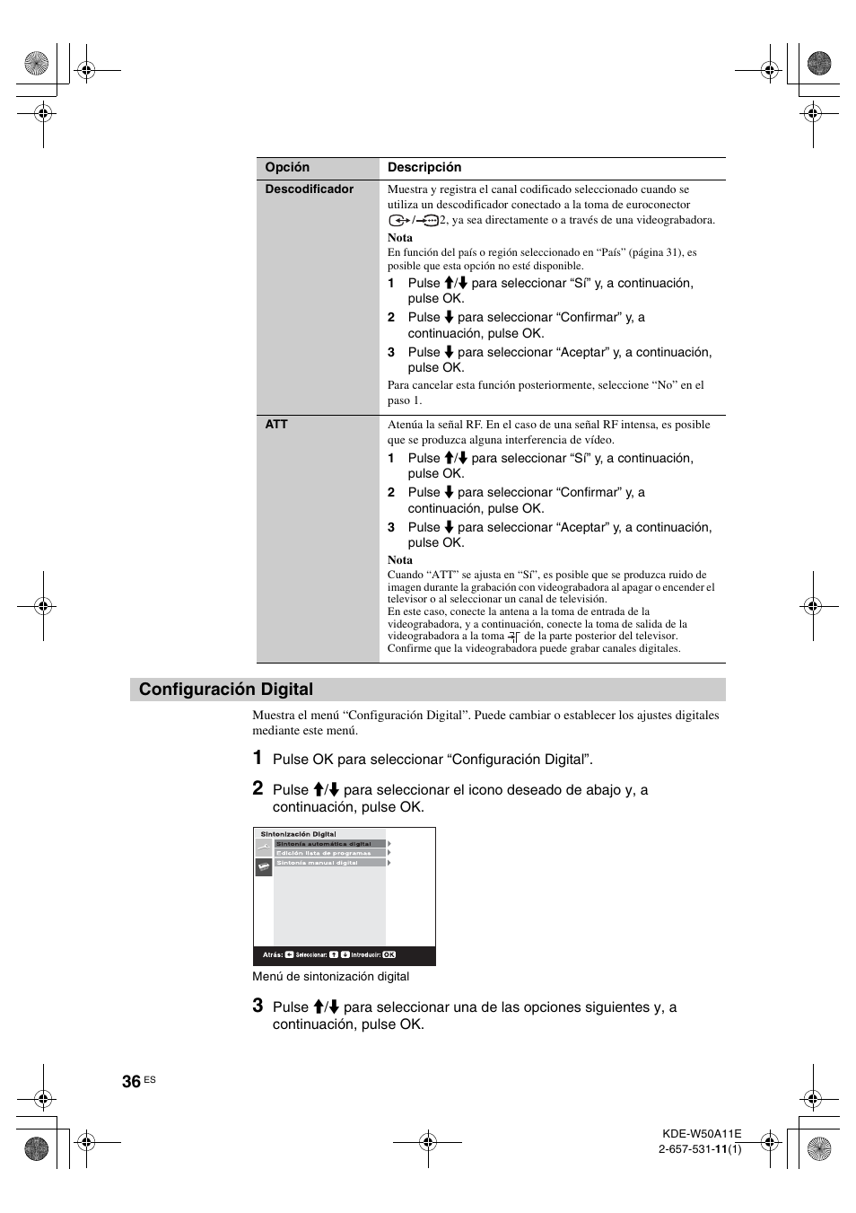 Configuración digital | Sony KDE-W50A11E User Manual | Page 178 / 194