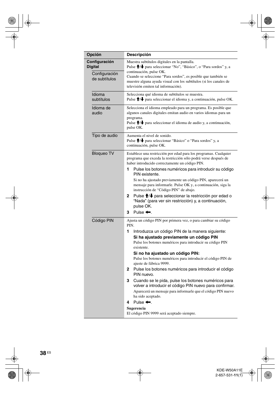 Sony KDE-W50A11E User Manual | Page 180 / 194