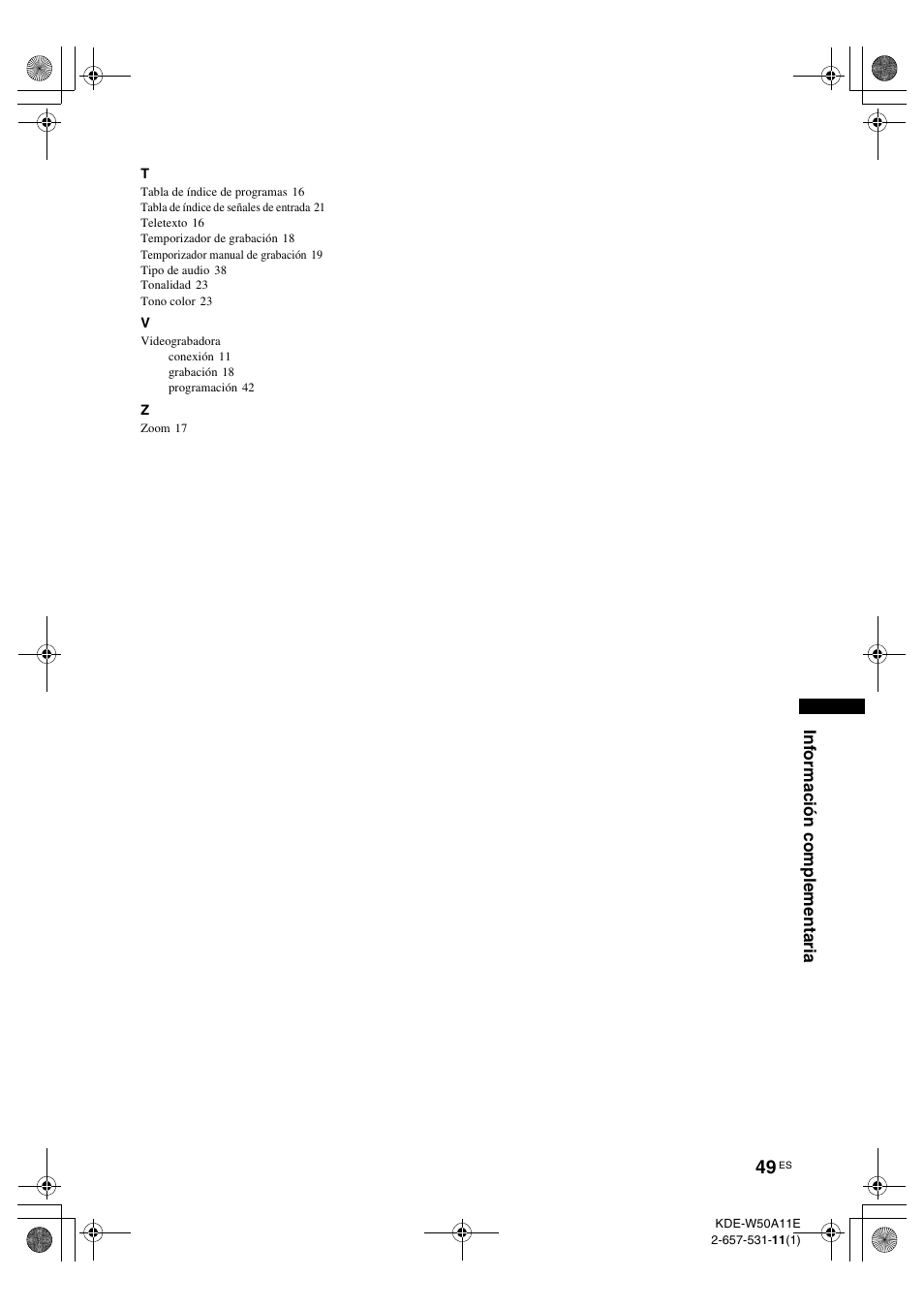 Sony KDE-W50A11E User Manual | Page 191 / 194