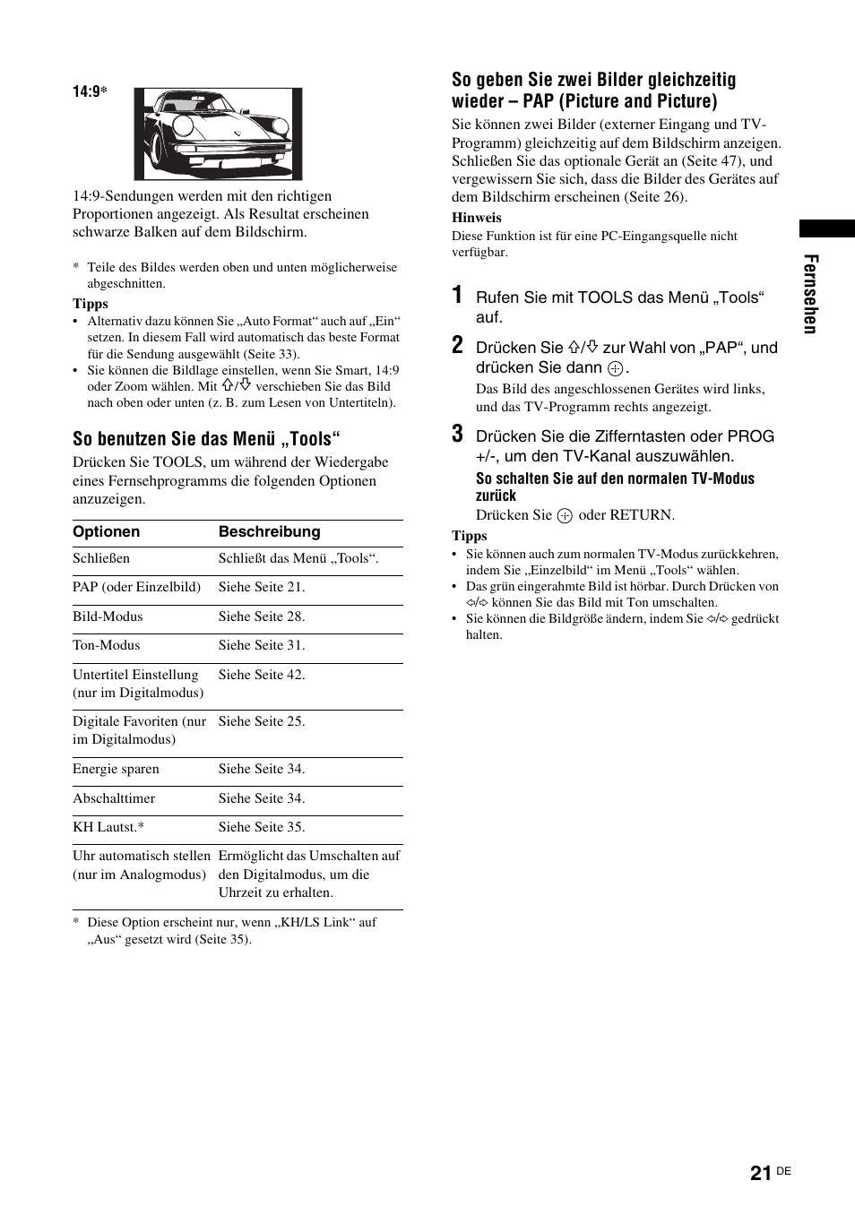 S (seite 21 | Sony KDS-70R2000 User Manual | Page 135 / 240