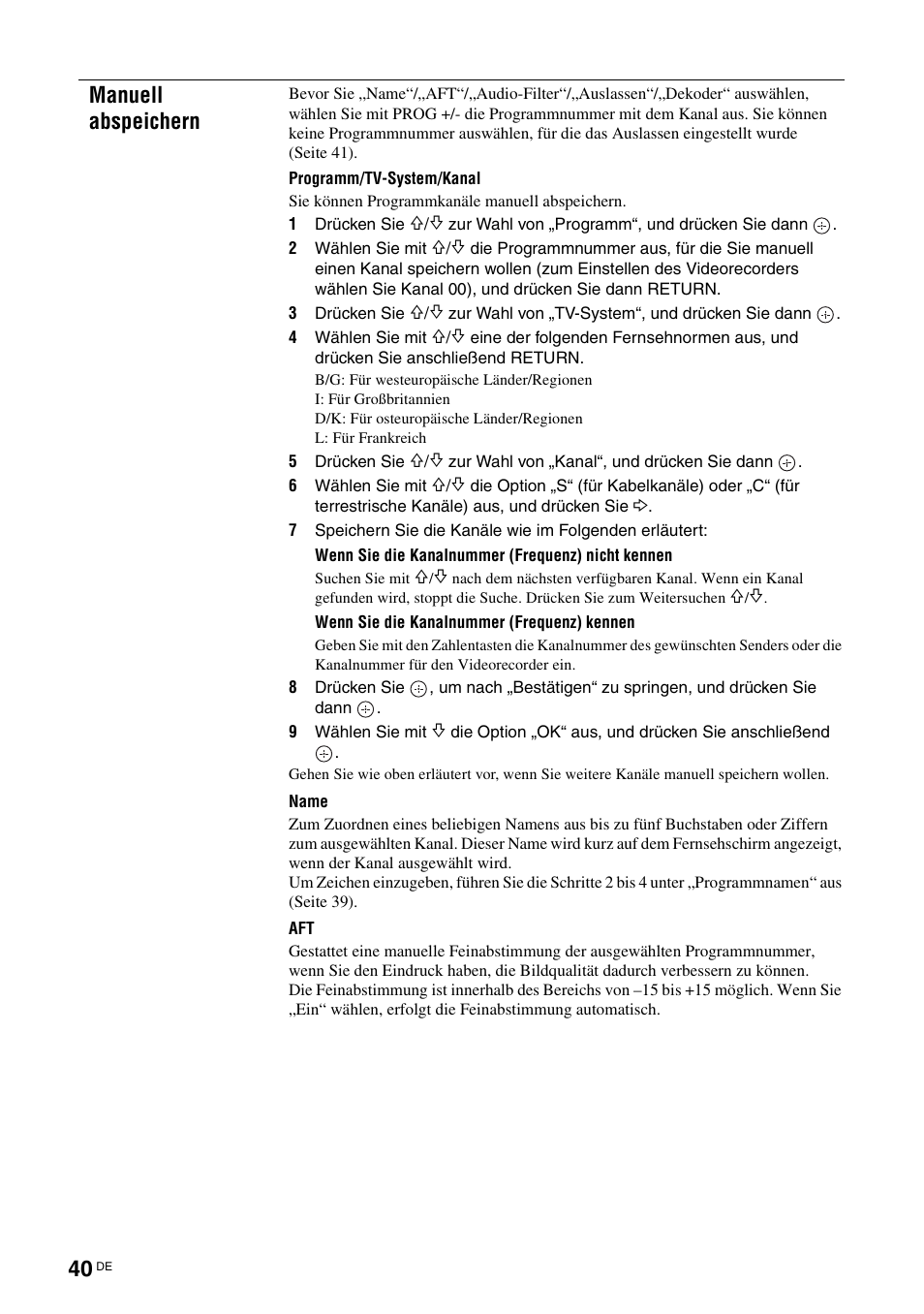 Manuell abspeichern | Sony KDS-70R2000 User Manual | Page 154 / 240