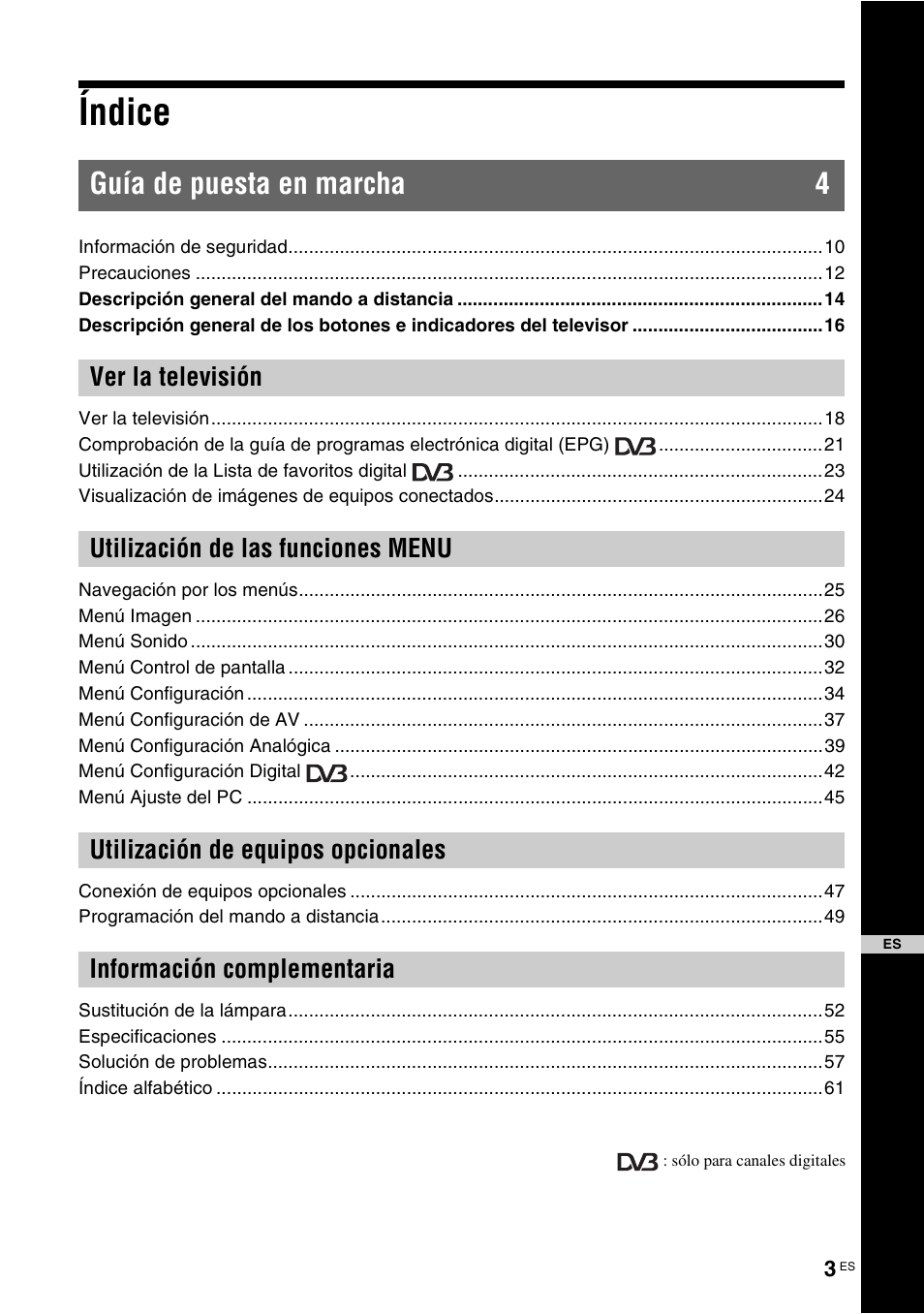 Índice, Guía de puesta en marcha 4 | Sony KDS-70R2000 User Manual | Page 179 / 240