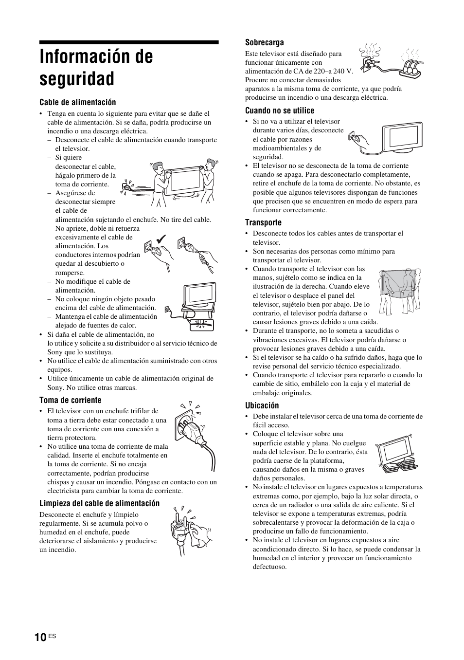 Información de seguridad | Sony KDS-70R2000 User Manual | Page 186 / 240