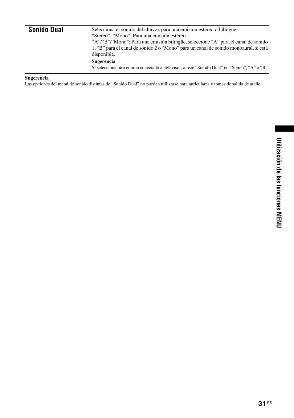 Sonido dual | Sony KDS-70R2000 User Manual | Page 207 / 240