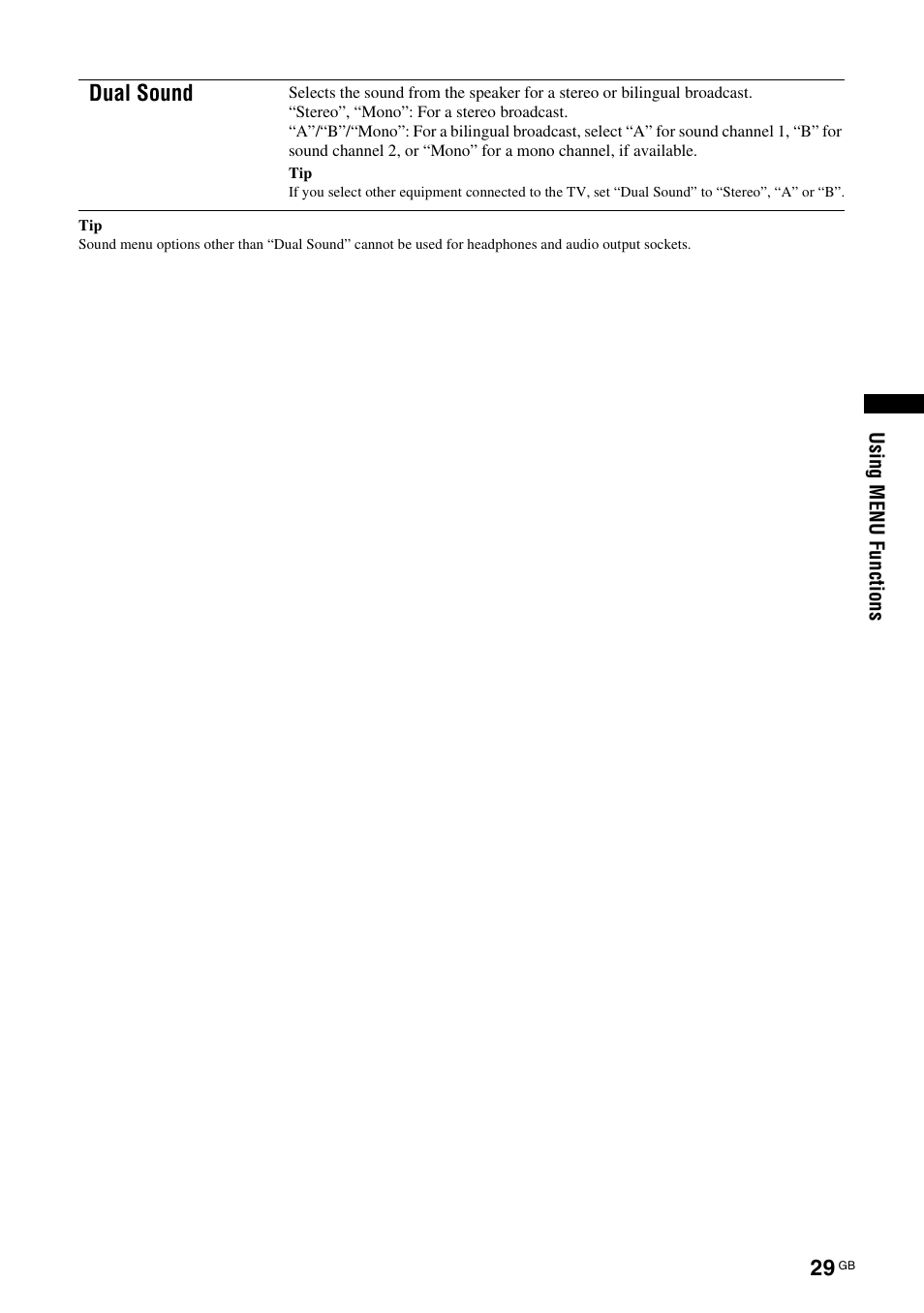 Dual sound | Sony KDS-70R2000 User Manual | Page 29 / 240