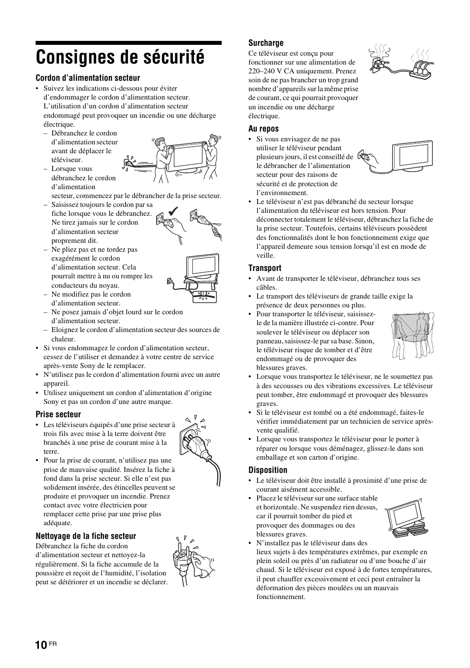 Consignes de sécurité | Sony KDS-70R2000 User Manual | Page 66 / 240