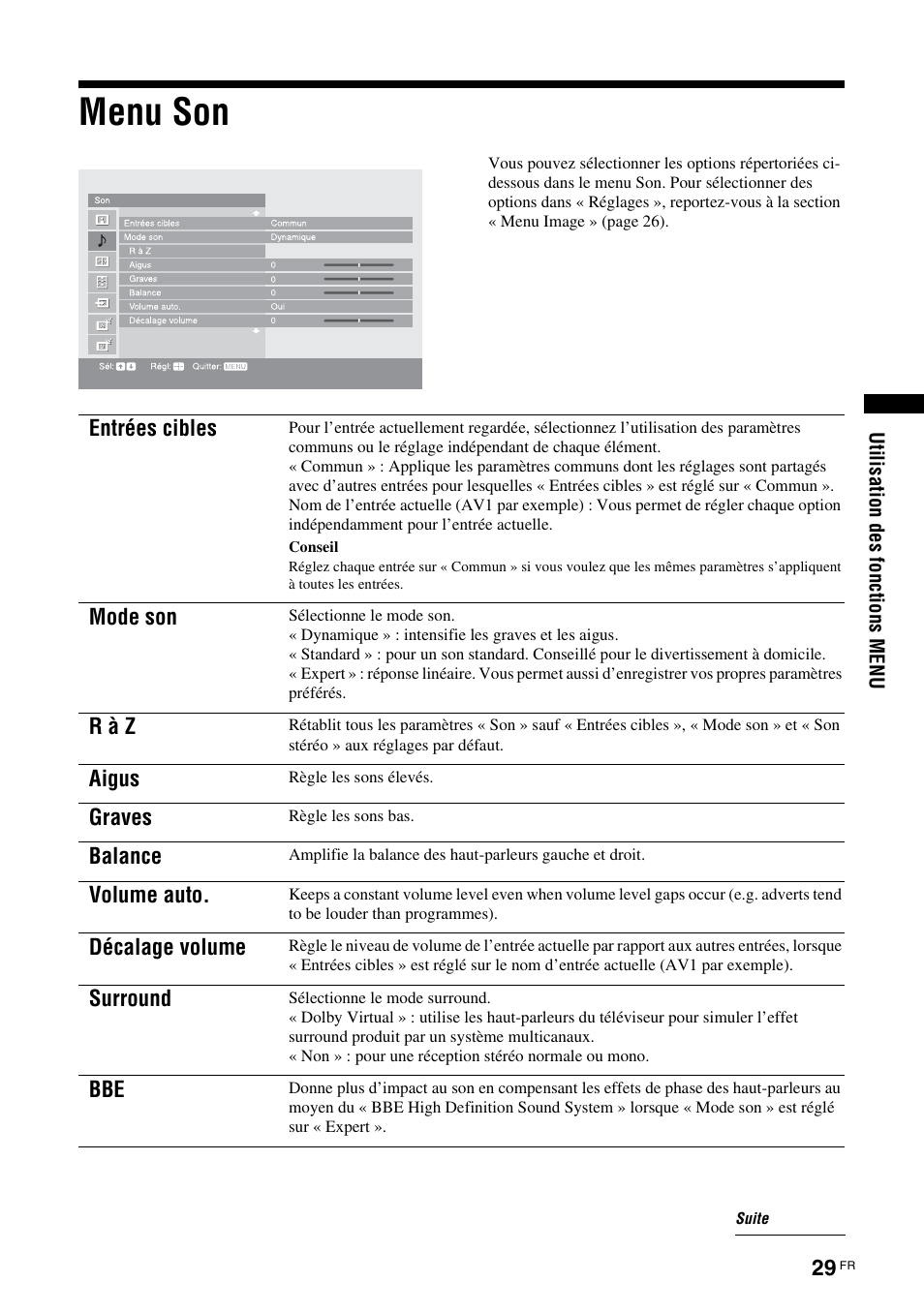 Menu son | Sony KDS-70R2000 User Manual | Page 85 / 240