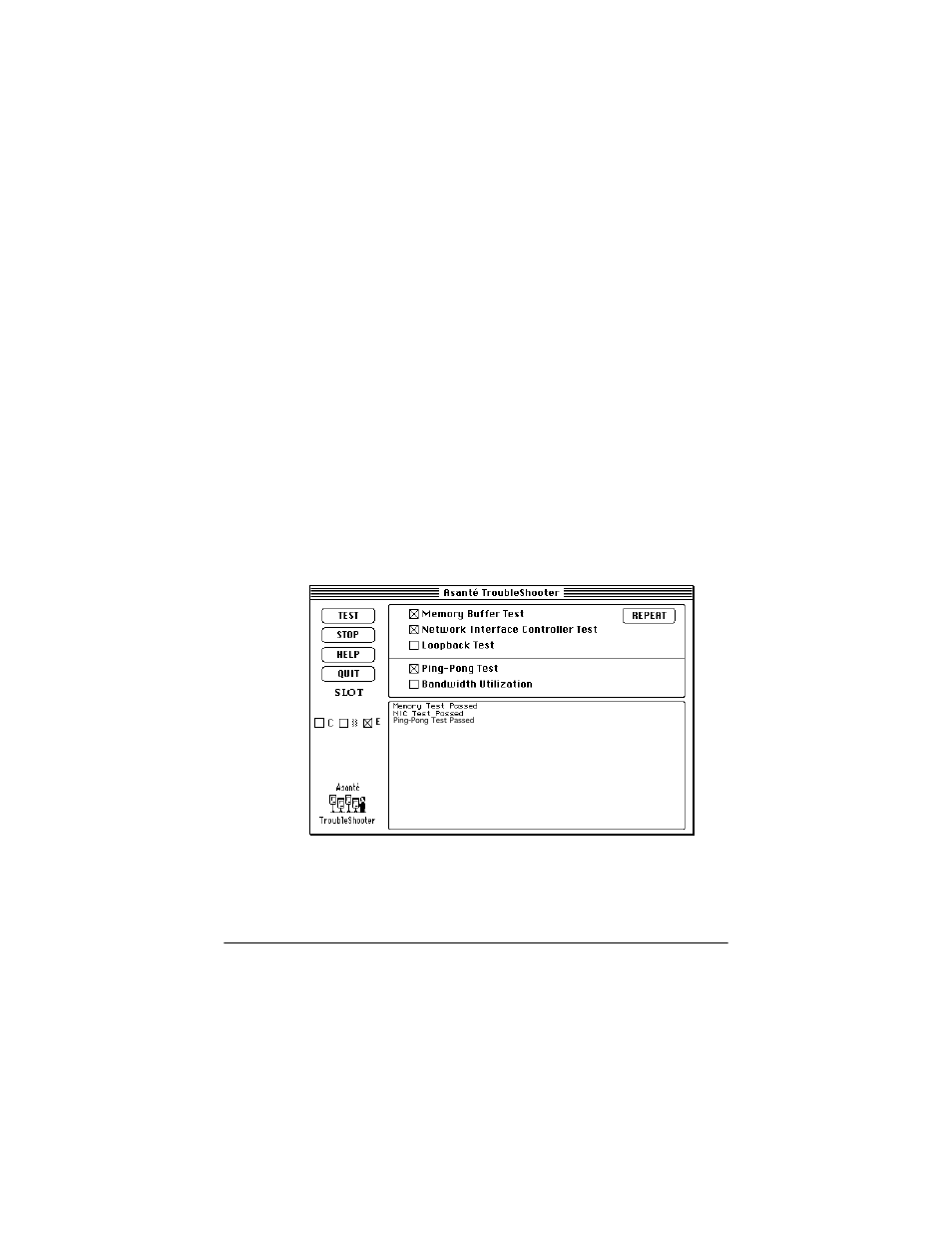Running other troubleshooter tests | Asante Technologies ASANTE MacCon Family Ethernet Network Cards for the Macintosh User Manual | Page 50 / 65