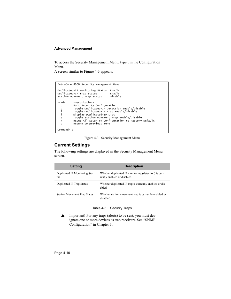 Current settings | Asante Technologies 8000 User Manual | Page 100 / 168