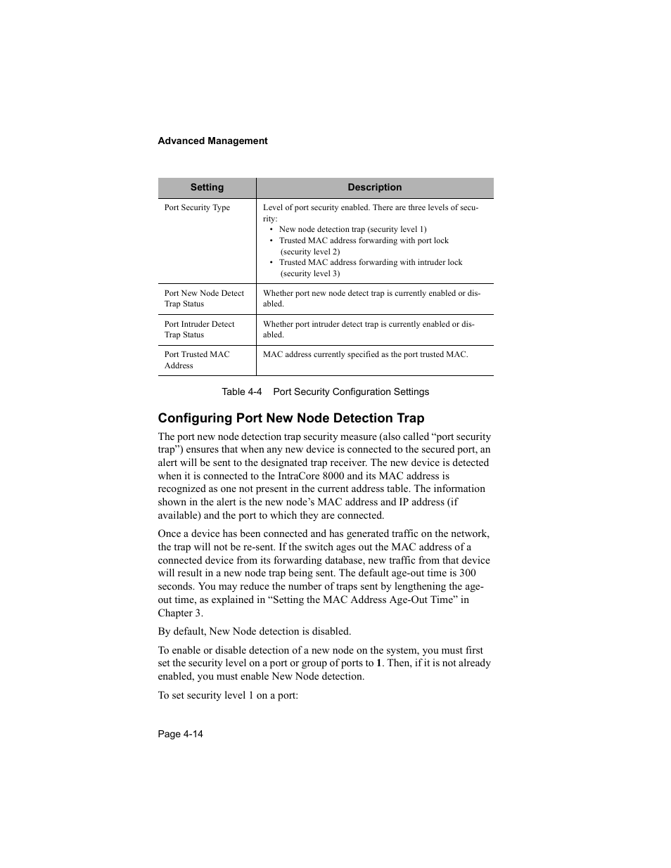 Configuring port new node detection trap | Asante Technologies 8000 User Manual | Page 104 / 168