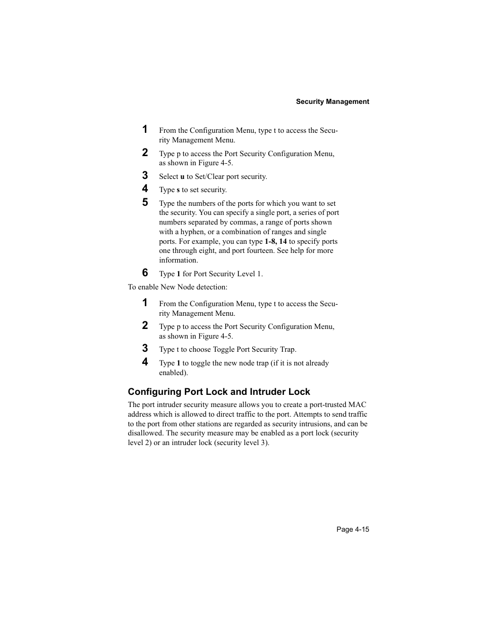 Configuring port lock and intruder lock | Asante Technologies 8000 User Manual | Page 105 / 168