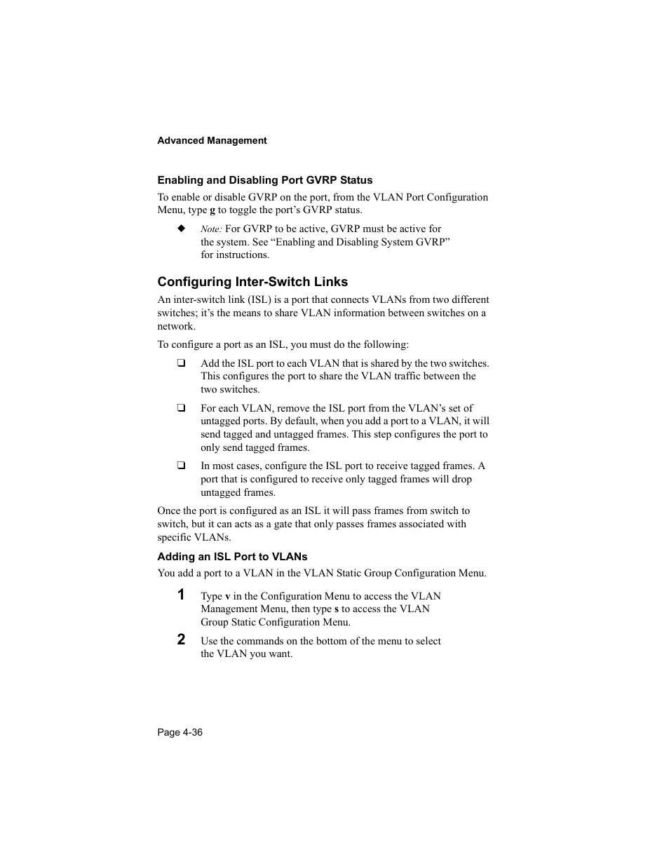 Configuring inter-switch links | Asante Technologies 8000 User Manual | Page 126 / 168