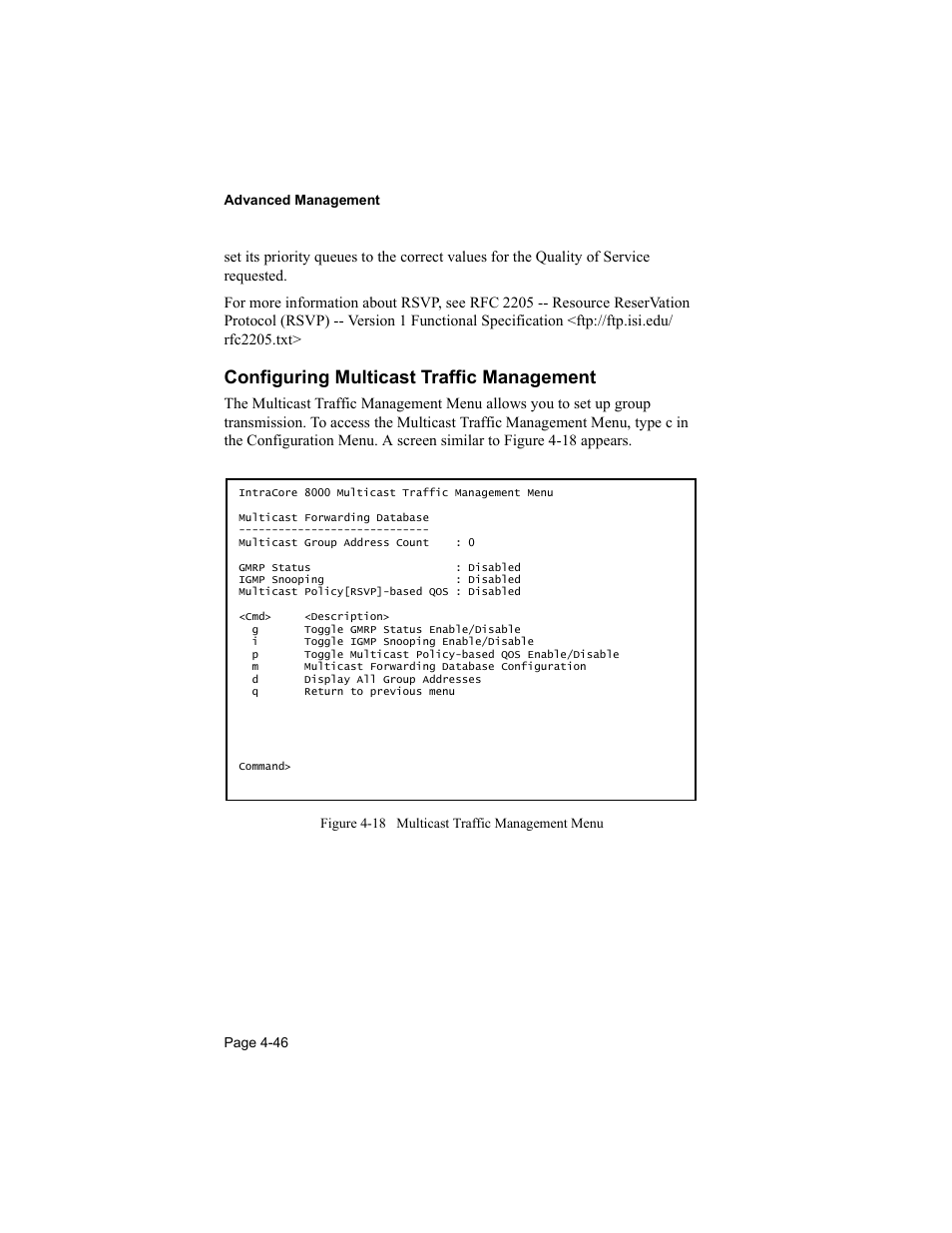 Configuring multicast traffic management | Asante Technologies 8000 User Manual | Page 136 / 168