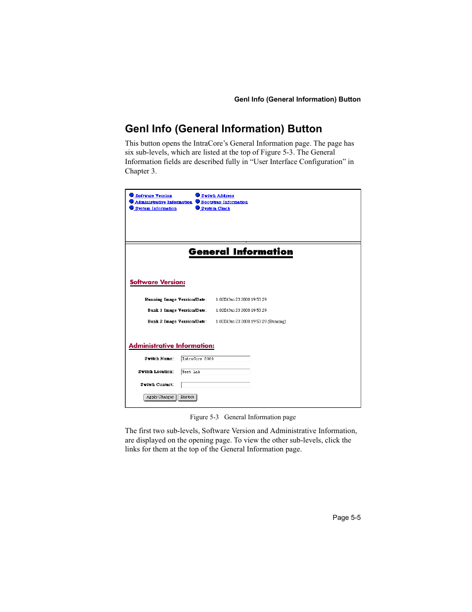 Genl info (general information) button | Asante Technologies 8000 User Manual | Page 145 / 168