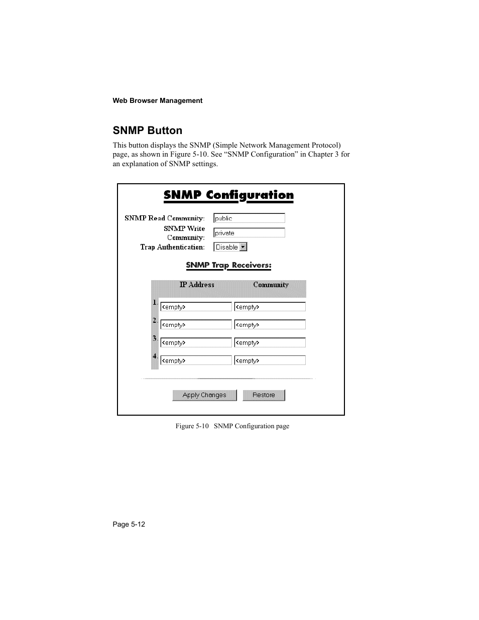 Snmp button | Asante Technologies 8000 User Manual | Page 152 / 168