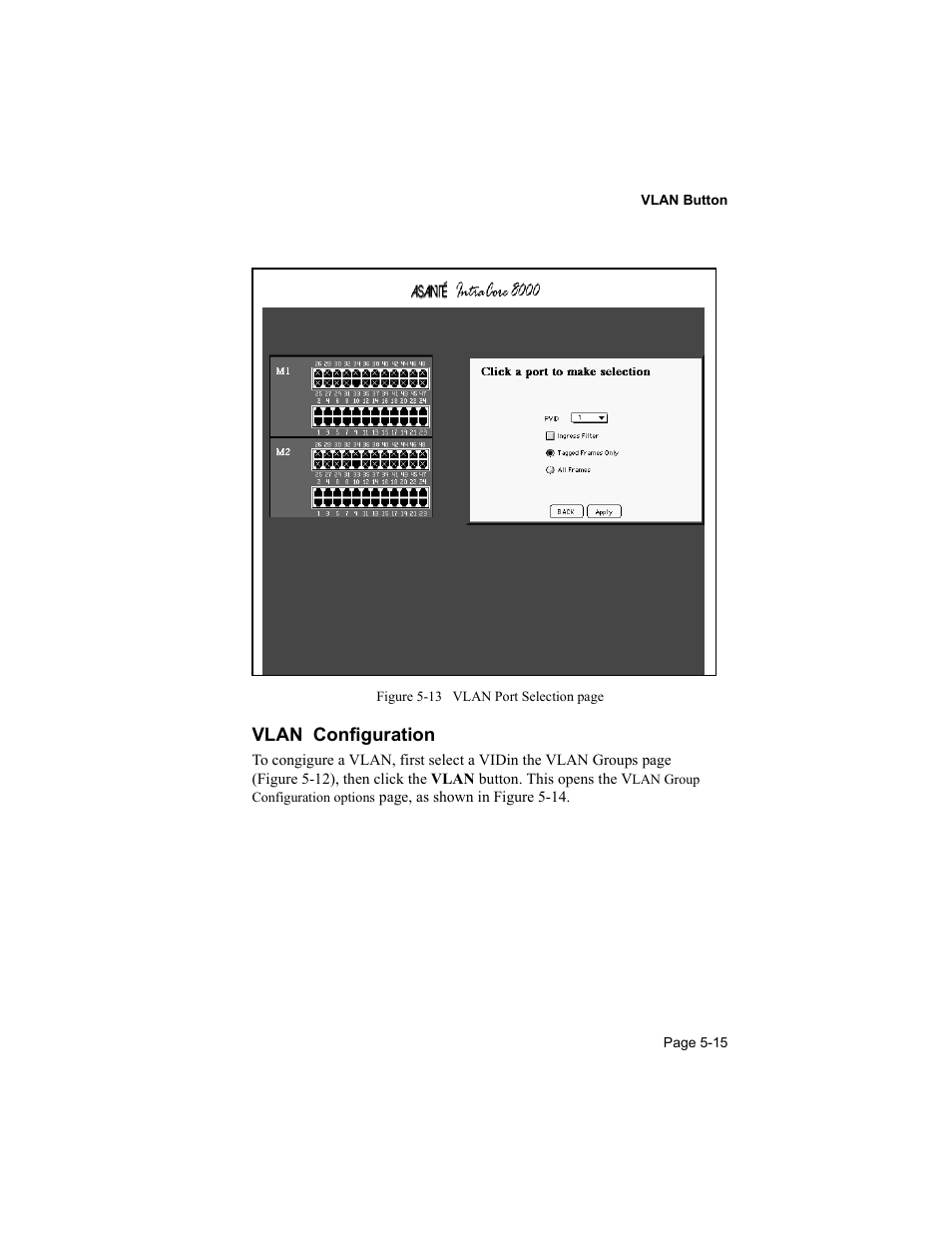 Vlan configuration | Asante Technologies 8000 User Manual | Page 155 / 168