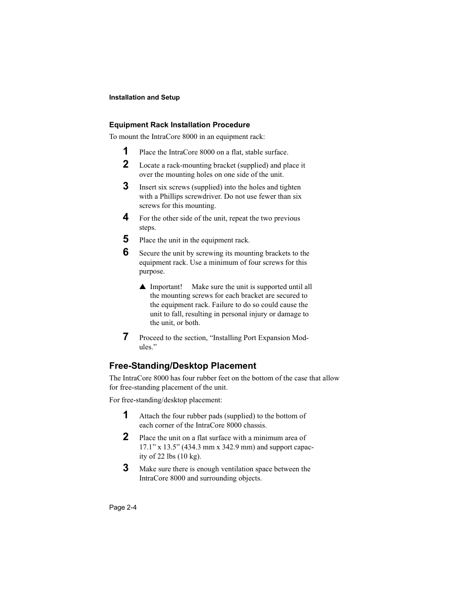 Free-standing/desktop placement | Asante Technologies 8000 User Manual | Page 22 / 168