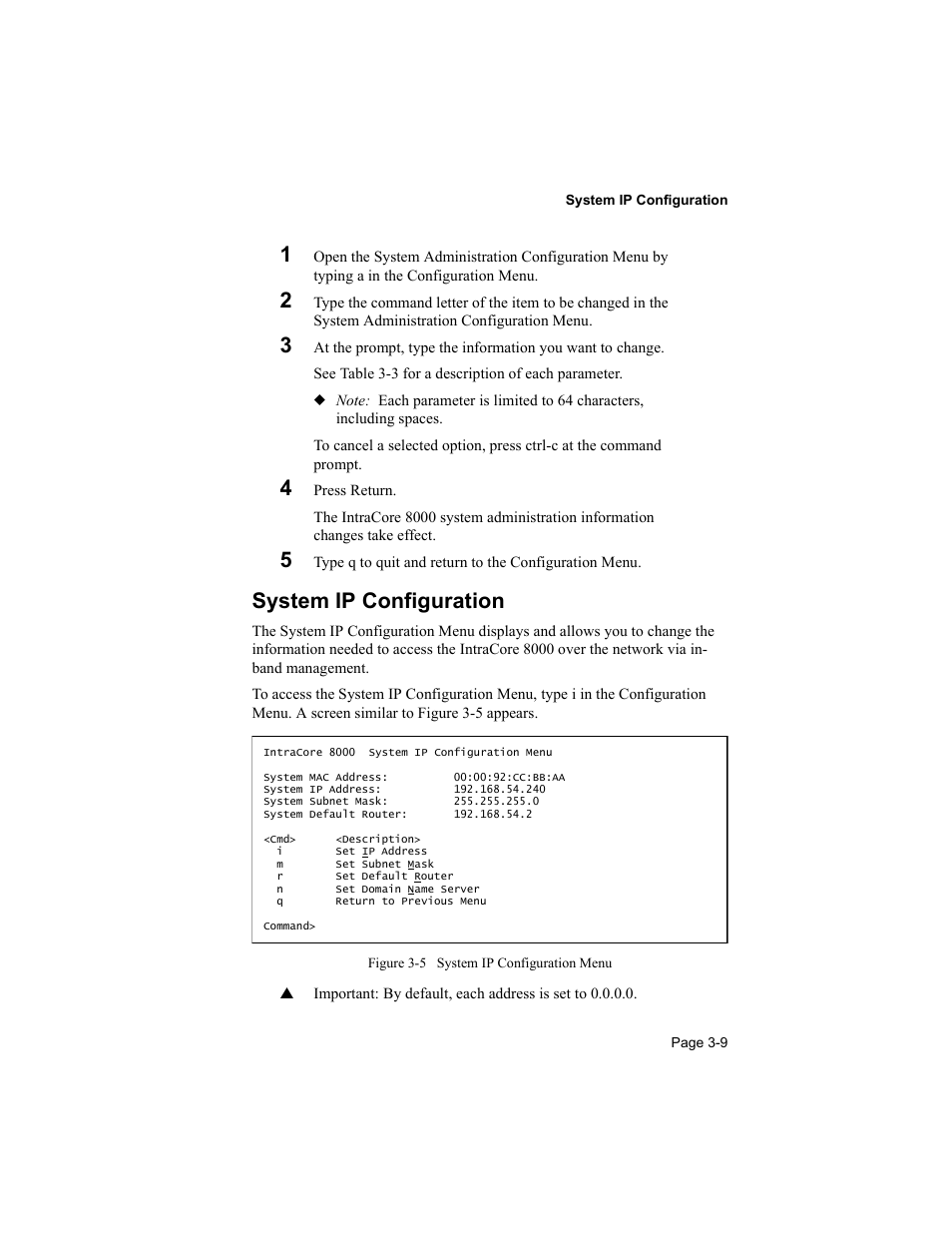 System ip configuration | Asante Technologies 8000 User Manual | Page 43 / 168