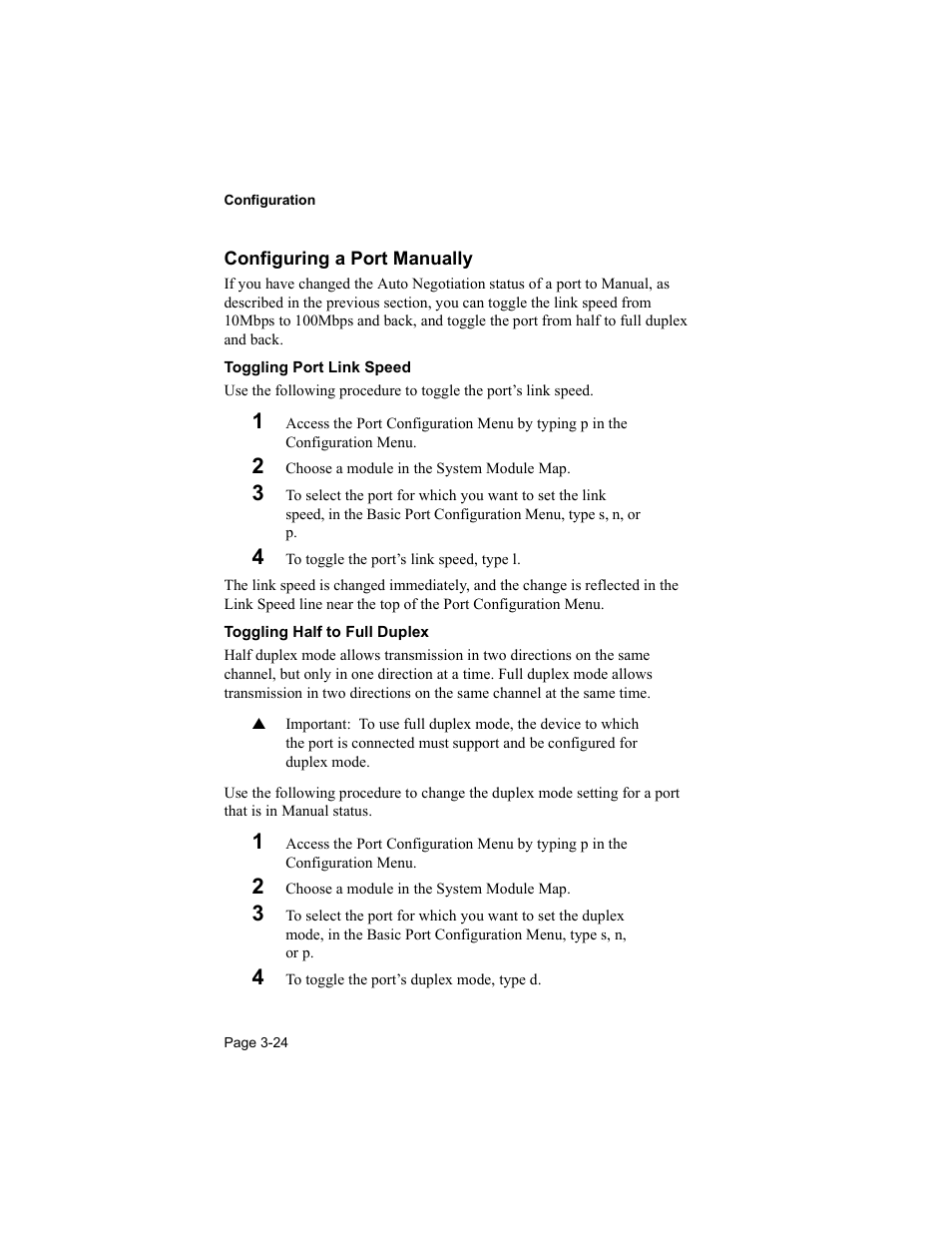 Configuring a port manually | Asante Technologies 8000 User Manual | Page 58 / 168