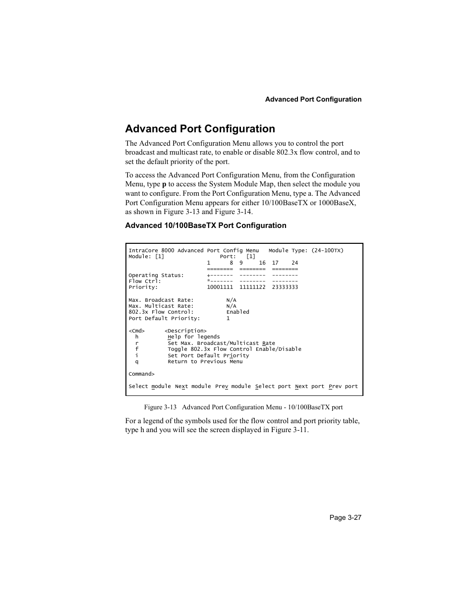 Advanced port configuration | Asante Technologies 8000 User Manual | Page 61 / 168