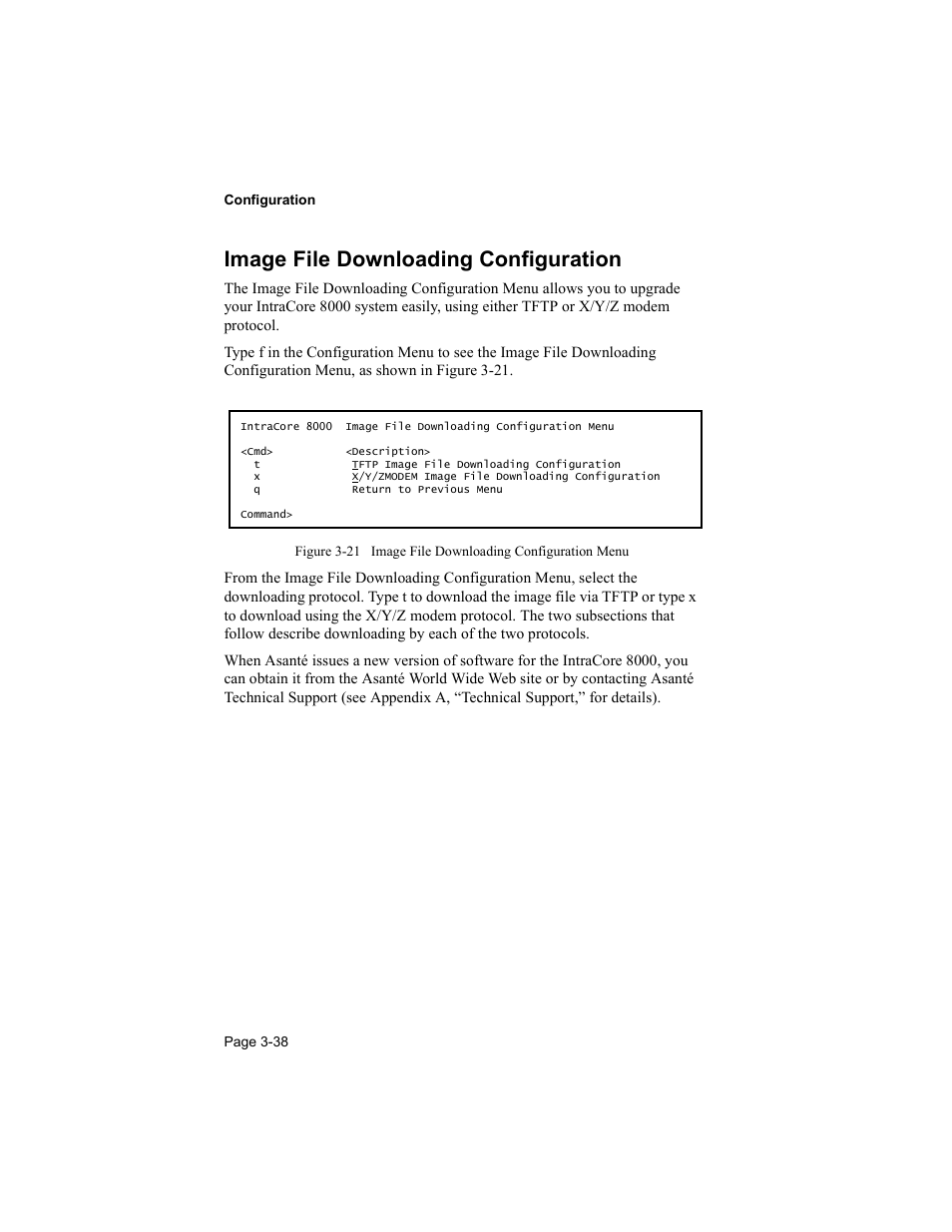 Image file downloading configuration | Asante Technologies 8000 User Manual | Page 72 / 168