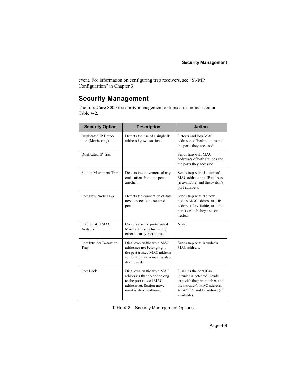 Security management | Asante Technologies 8000 User Manual | Page 99 / 168