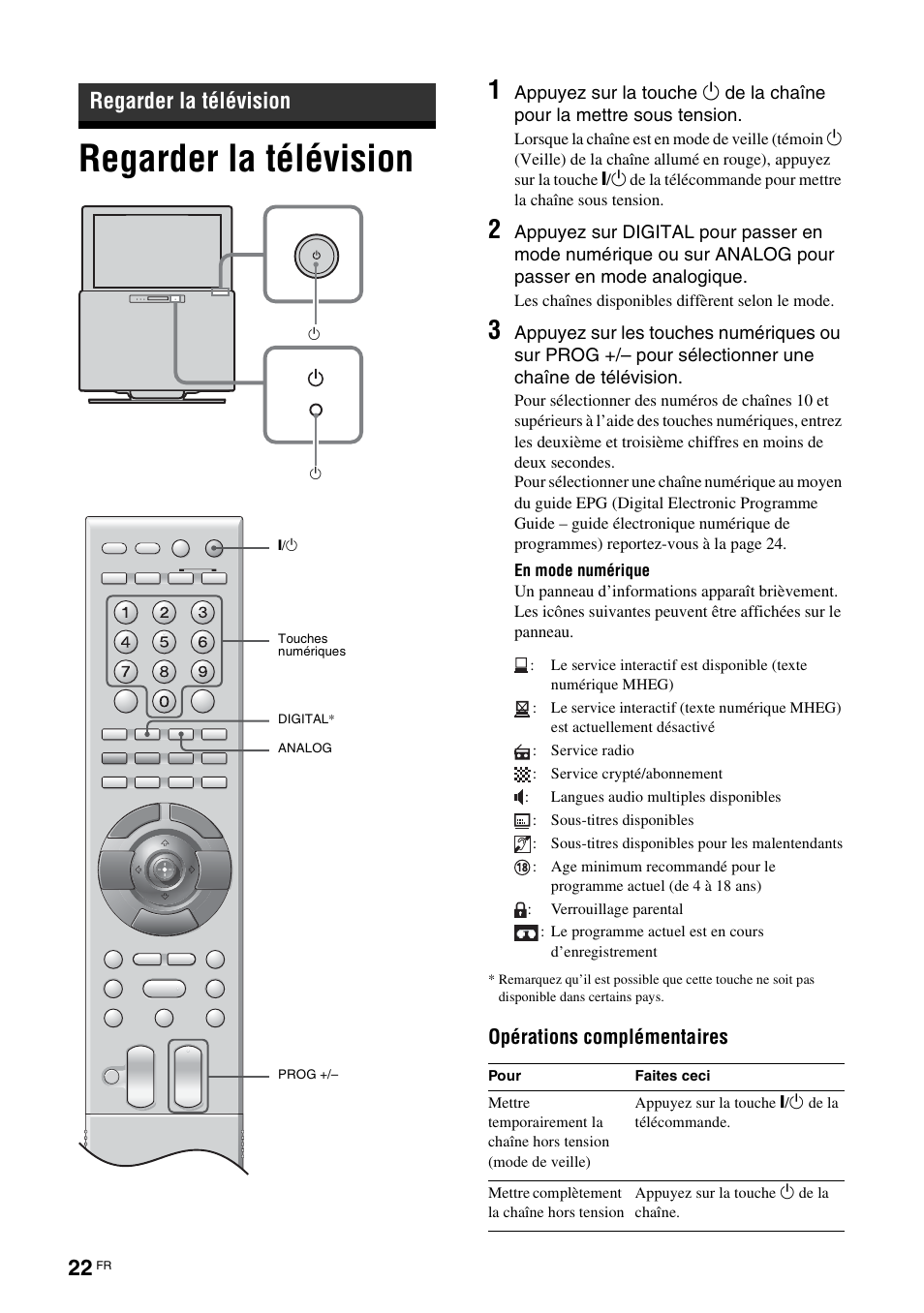 Regarder la télévision, Pour chaînes numériques uniquement | Sony TAV-L1 User Manual | Page 110 / 383