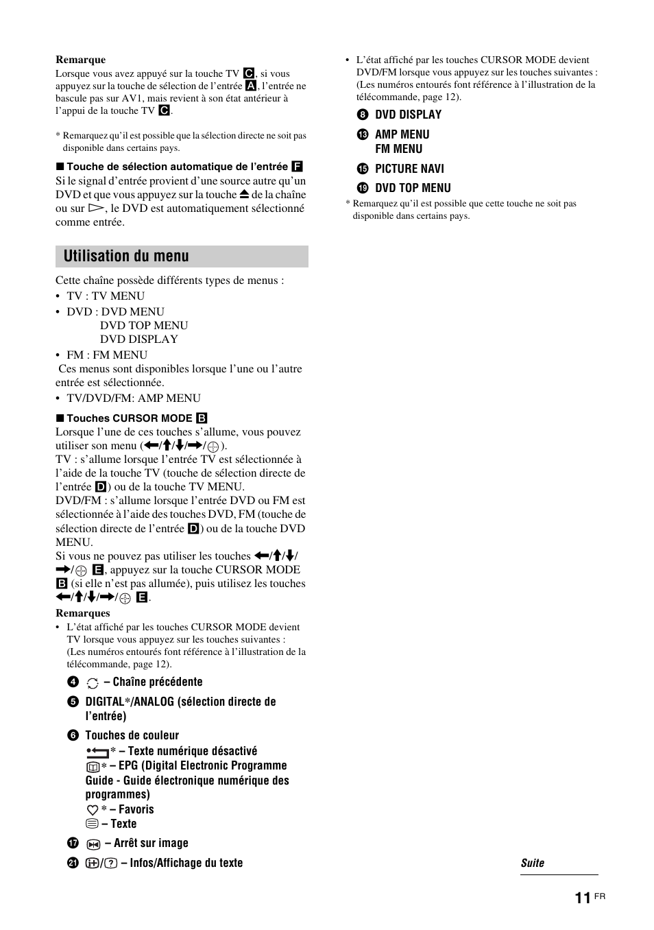 Utilisation du menu | Sony TAV-L1 User Manual | Page 99 / 383