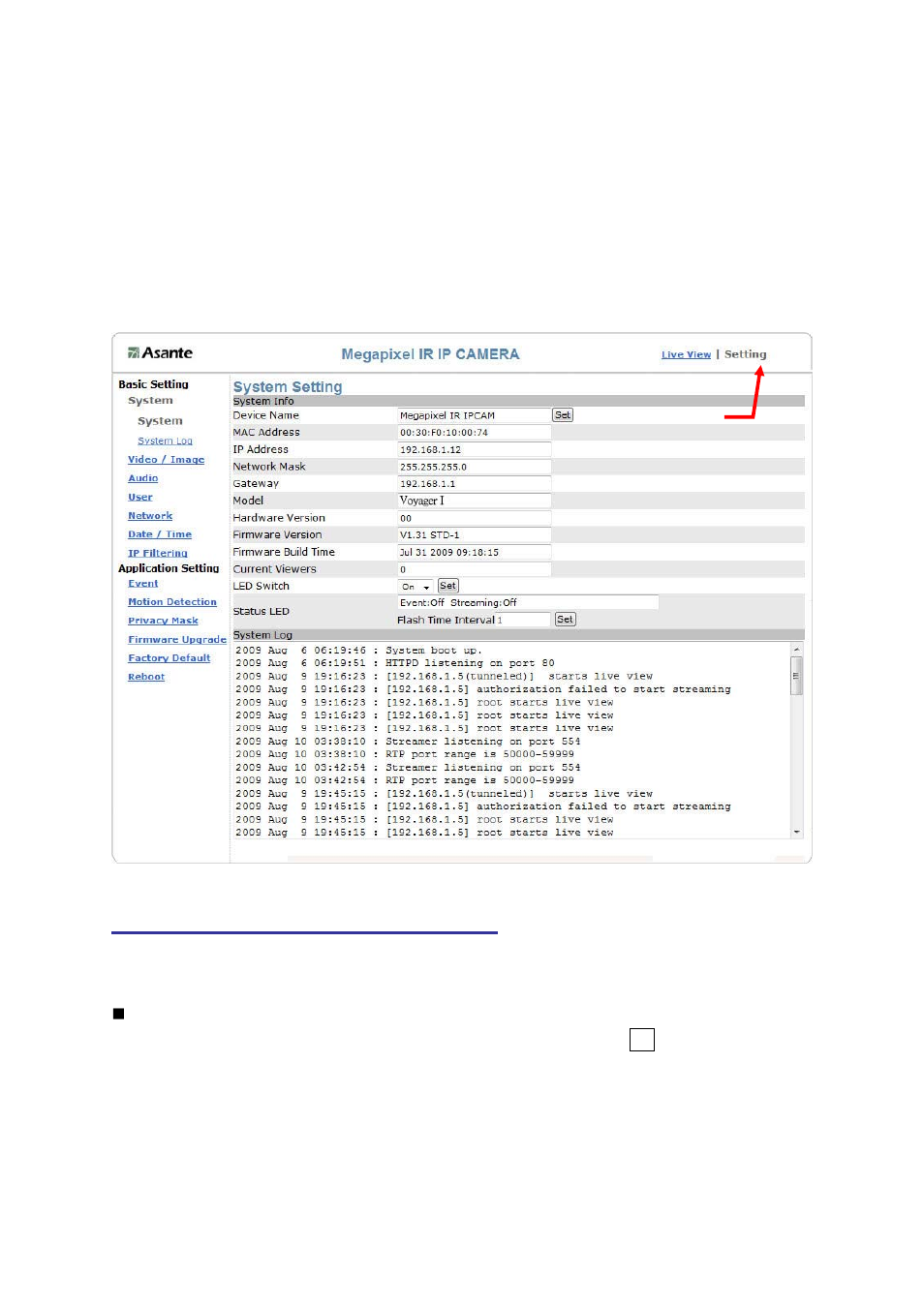 Basic settings, Basic setting > system (system info), System (system info) | System settings | Asante Technologies Voyager II User Manual | Page 30 / 94