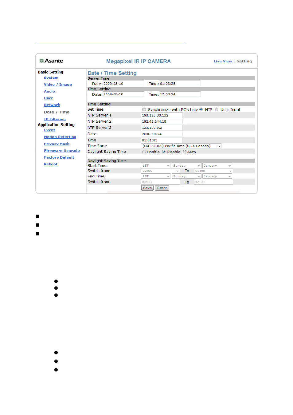 Basic setting > date/time (date/time setting), Date/time (date/time setting) | Asante Technologies Voyager II User Manual | Page 68 / 94