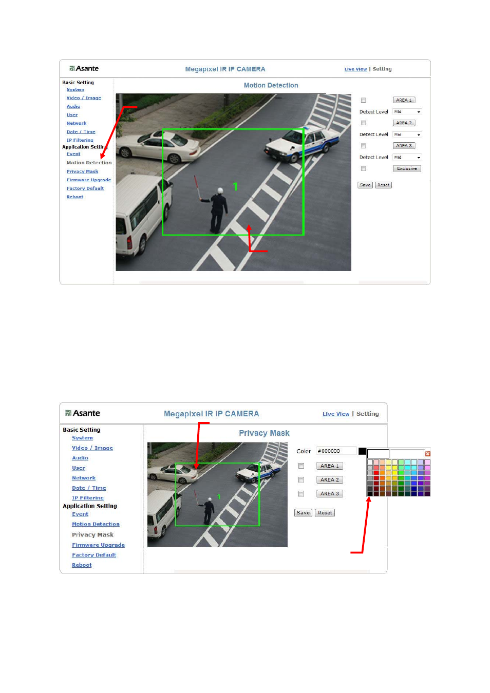 Application setting > privacy mask | Asante Technologies Voyager II User Manual | Page 80 / 94