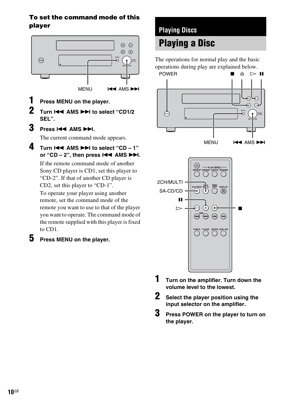 Playing discs, Playing a disc | Sony SCD-X501ES User Manual | Page 10 / 120
