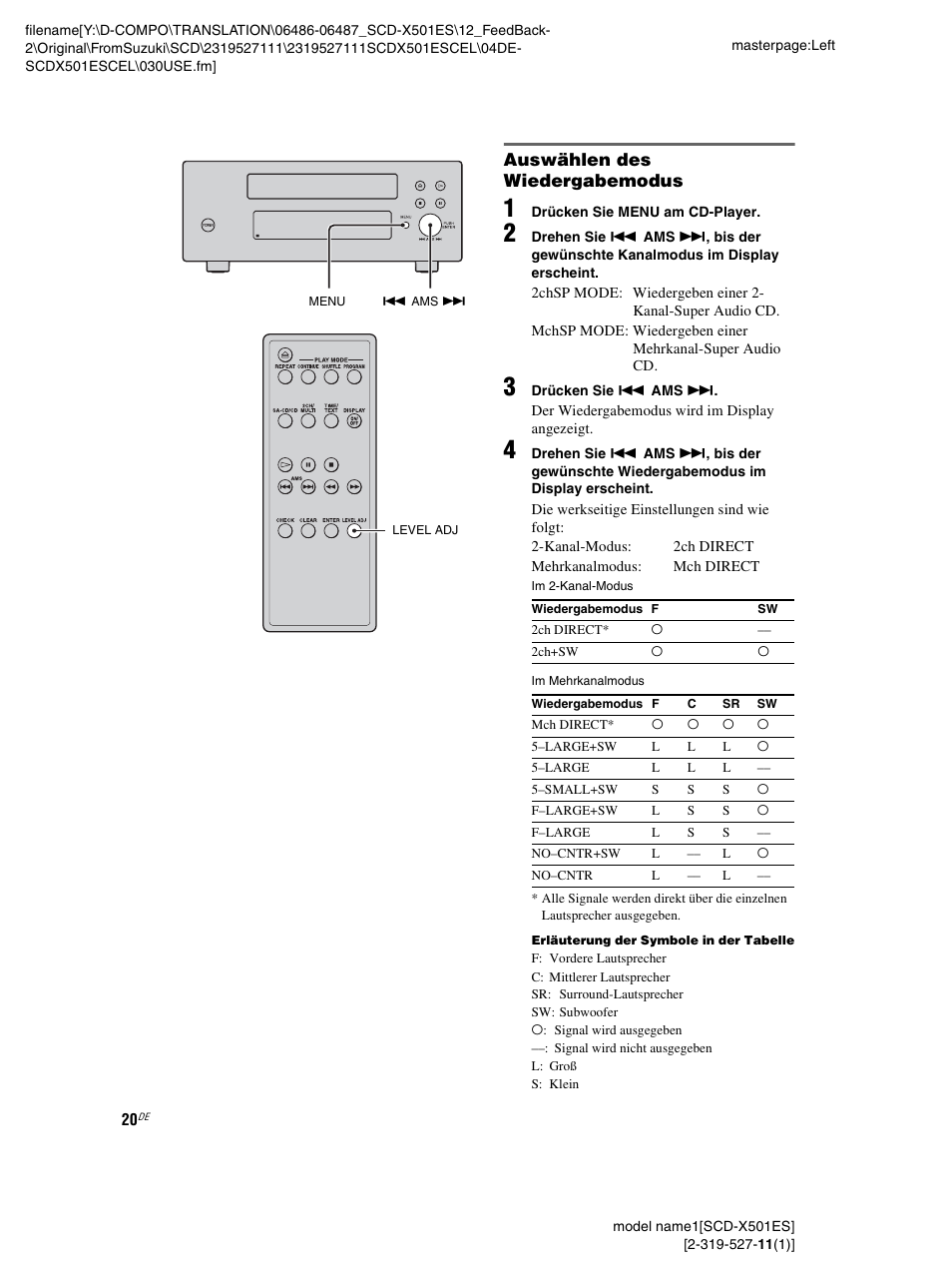 Auswählen des wiedergabemodus | Sony SCD-X501ES User Manual | Page 108 / 120