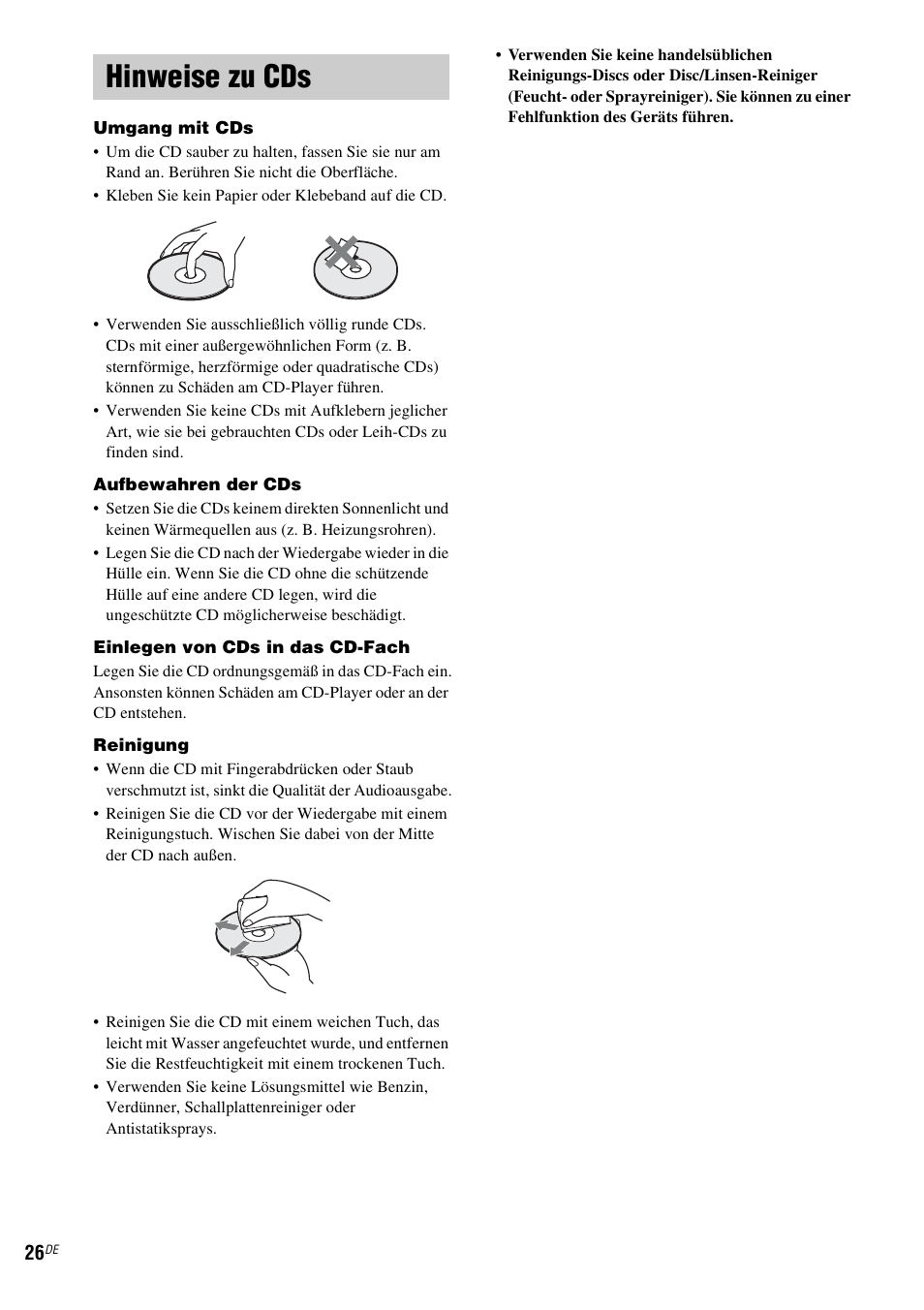 Hinweise zu cds | Sony SCD-X501ES User Manual | Page 114 / 120