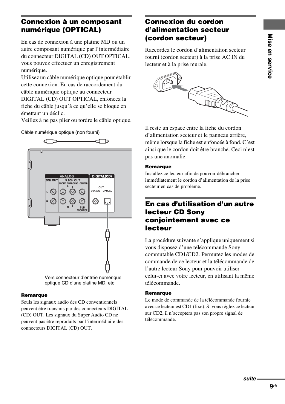 Connexion à un composant numérique (optical) | Sony SCD-X501ES User Manual | Page 37 / 120