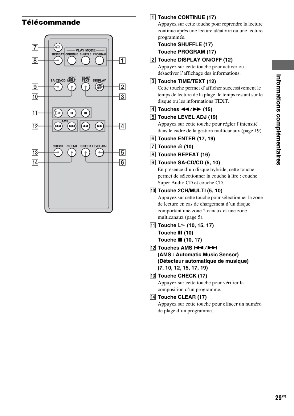 Télécommande | Sony SCD-X501ES User Manual | Page 57 / 120