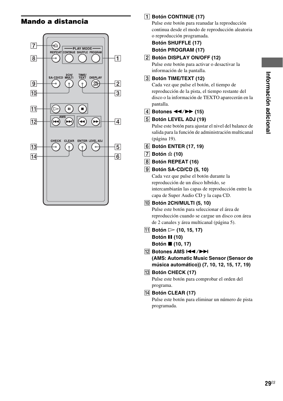 Mando a distancia | Sony SCD-X501ES User Manual | Page 87 / 120