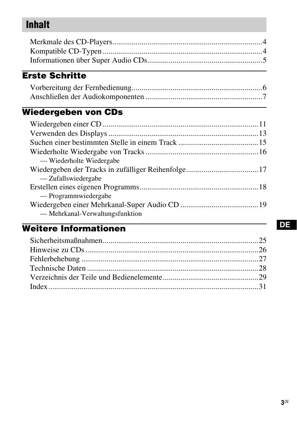 Inhalt | Sony SCD-X501ES User Manual | Page 91 / 120