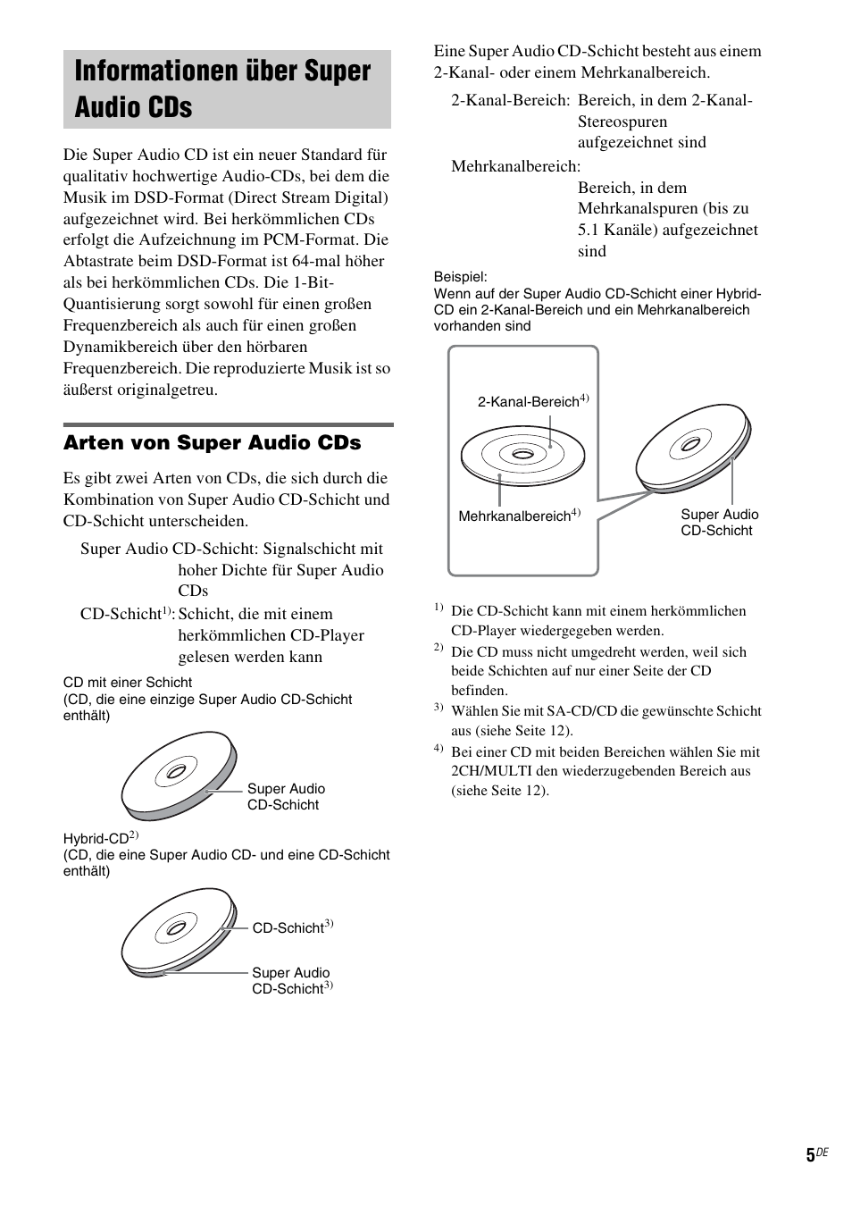 Informationen über super audio cds, Arten von super audio cds | Sony SCD-X501ES User Manual | Page 93 / 120