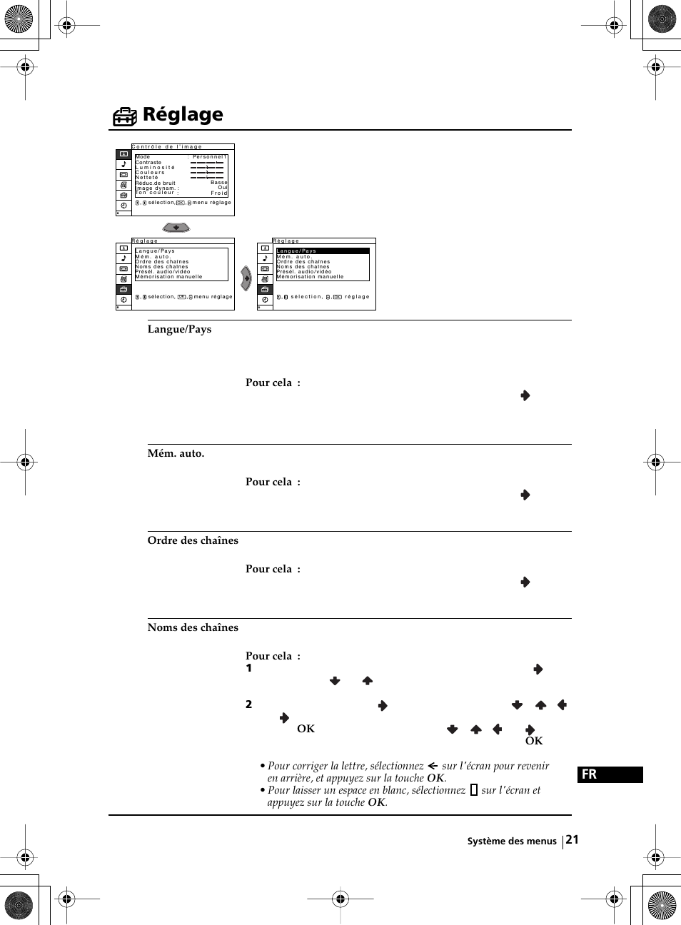 Réglage | Sony KZ-32TS1E User Manual | Page 118 / 135