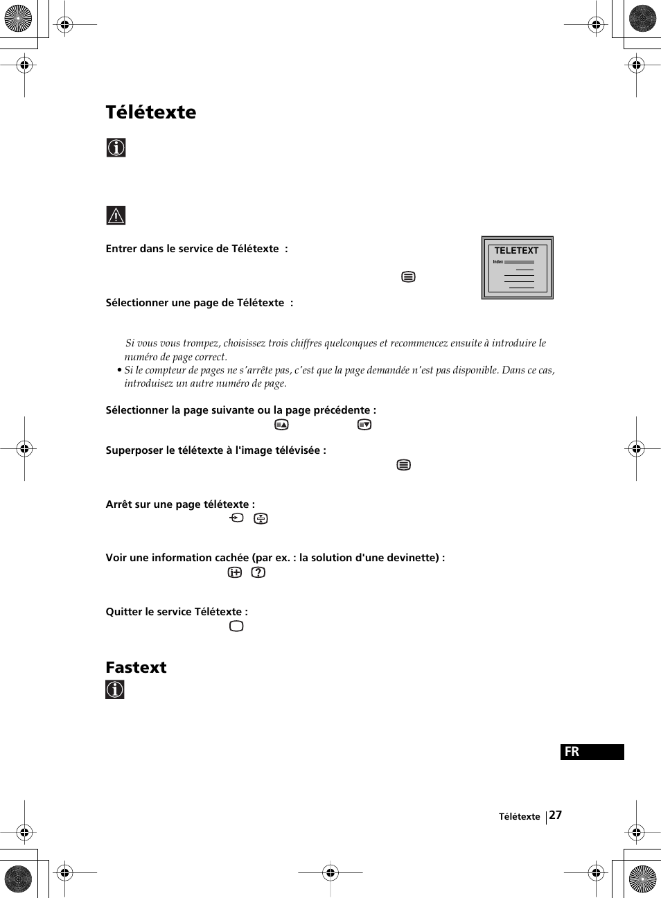 Télétexte, Fastext | Sony KZ-32TS1E User Manual | Page 124 / 135